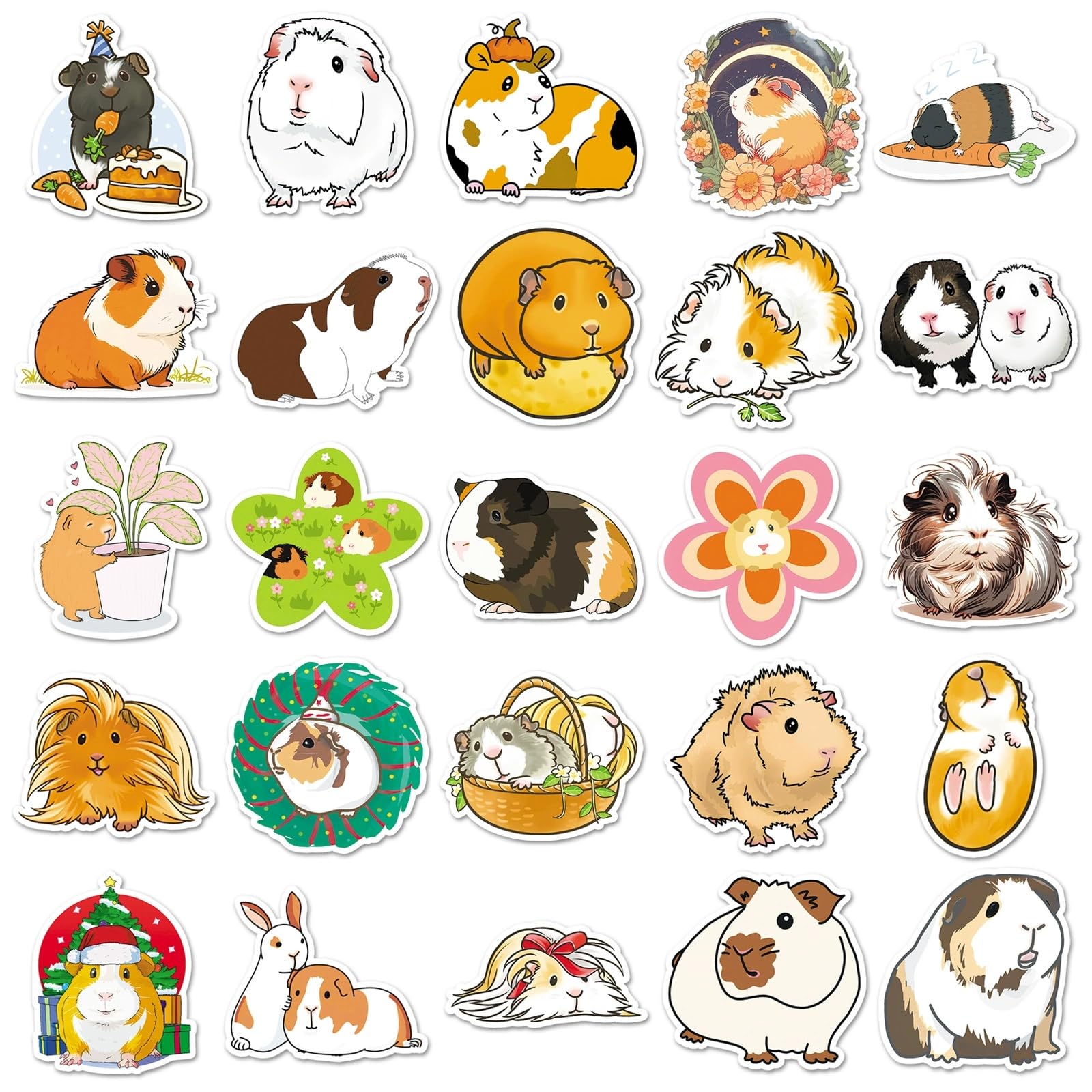 50 Pcs Guinea Pig Stickers for Kids Teens Adults Boys Girls Gift,Guinea Pig Stickers Pack for Laptop,Skateboard,Luggage,Car,Bike - Image 2