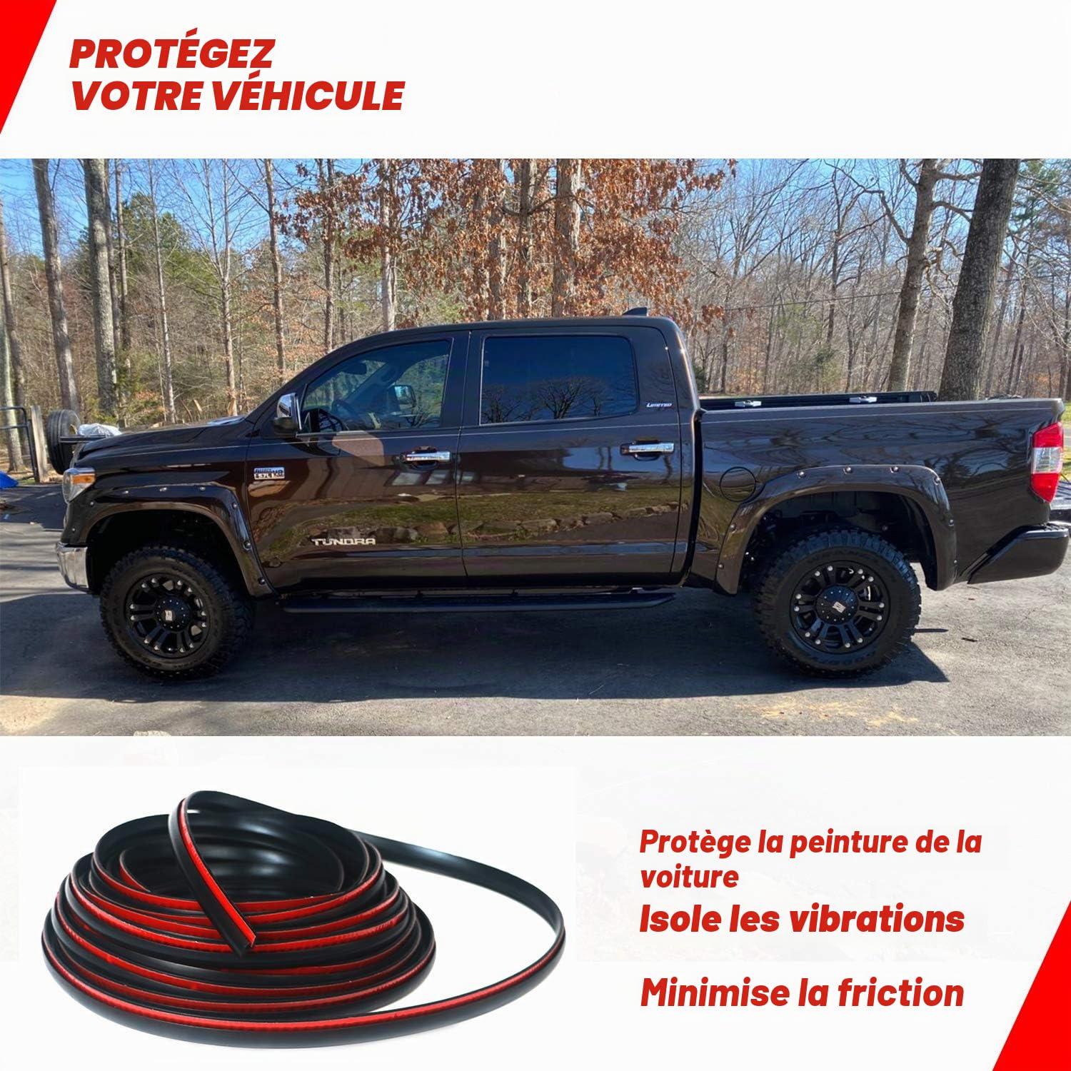 Garniture de bord évasée pour puits de roue de voiture et camion, joint en caoutchouc pour fusées d'aile universel, liens avec ruban adhésif 3M de qualité automobile, style T, longueur 9,2 m