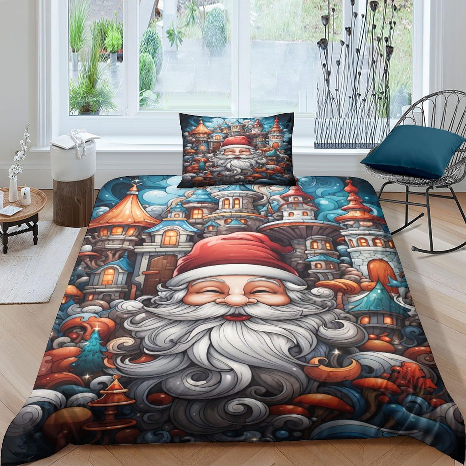 Housse de couette Noël 3D lit simple pour réchauffer les nuits d'hiver des enfants