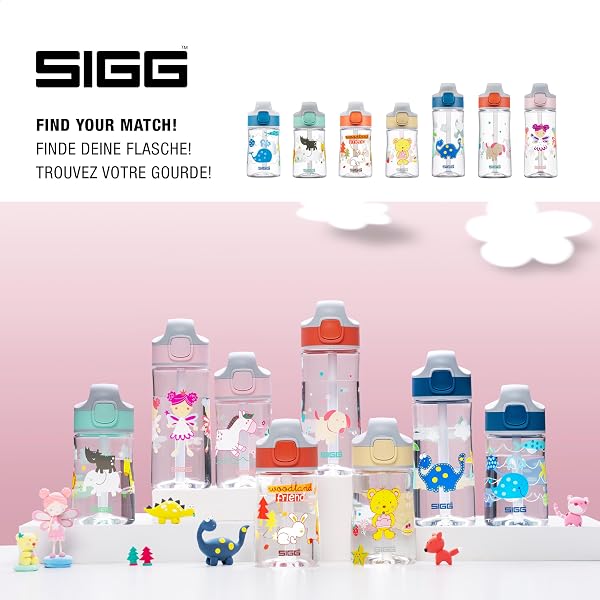 Sigg - Tritan Trinkflasche Kinder - Miracle - Mit Trinkhalm - Auslaufsicher - Federleicht - BPA-frei - aus kratzresistentem Tritan - Schule & Sport - 0,35L / 0,45L - 5
