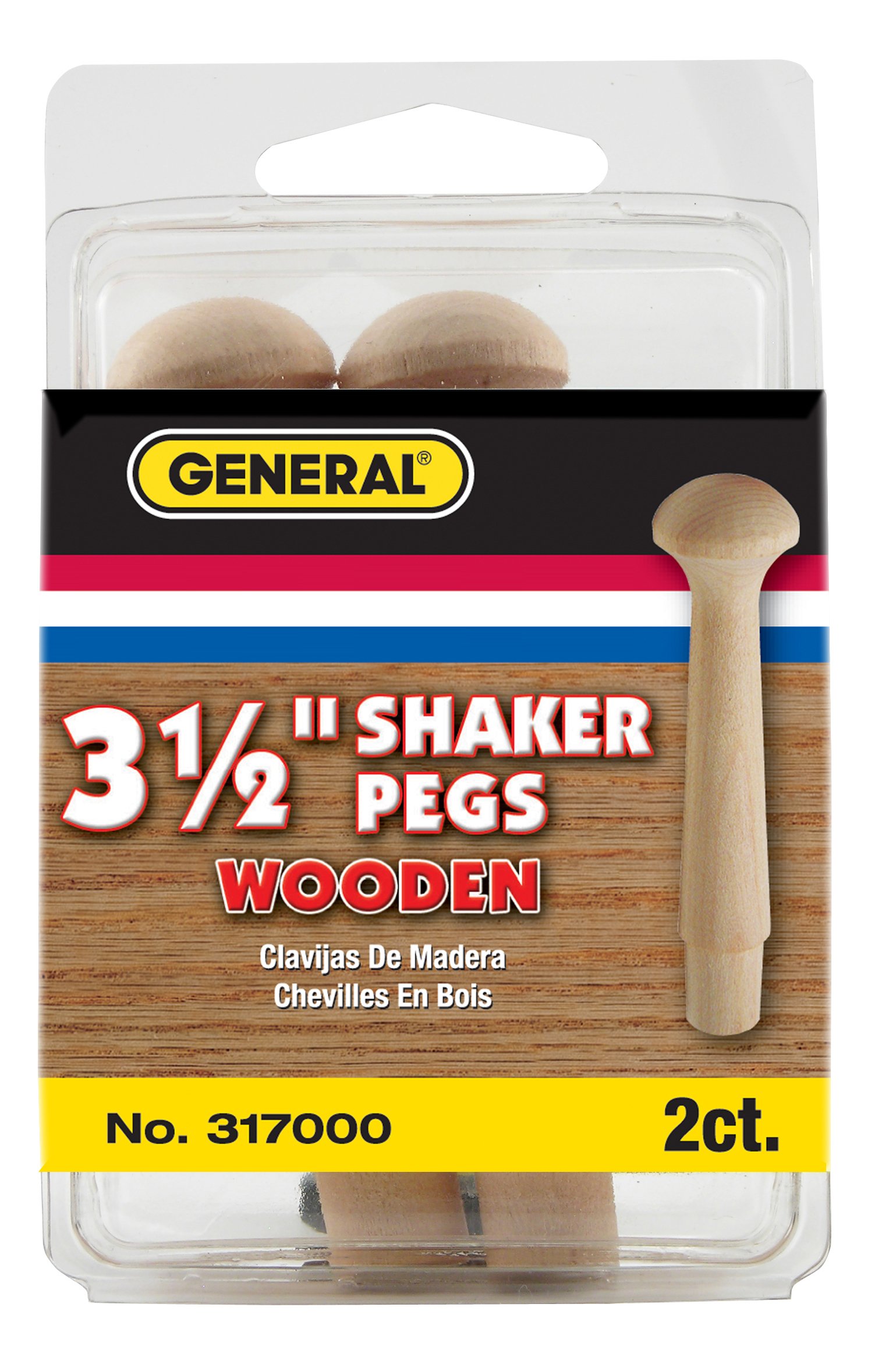 General Tools 317000 3-1/2-Inch Wooden Shaker Pegs, 2-Pack