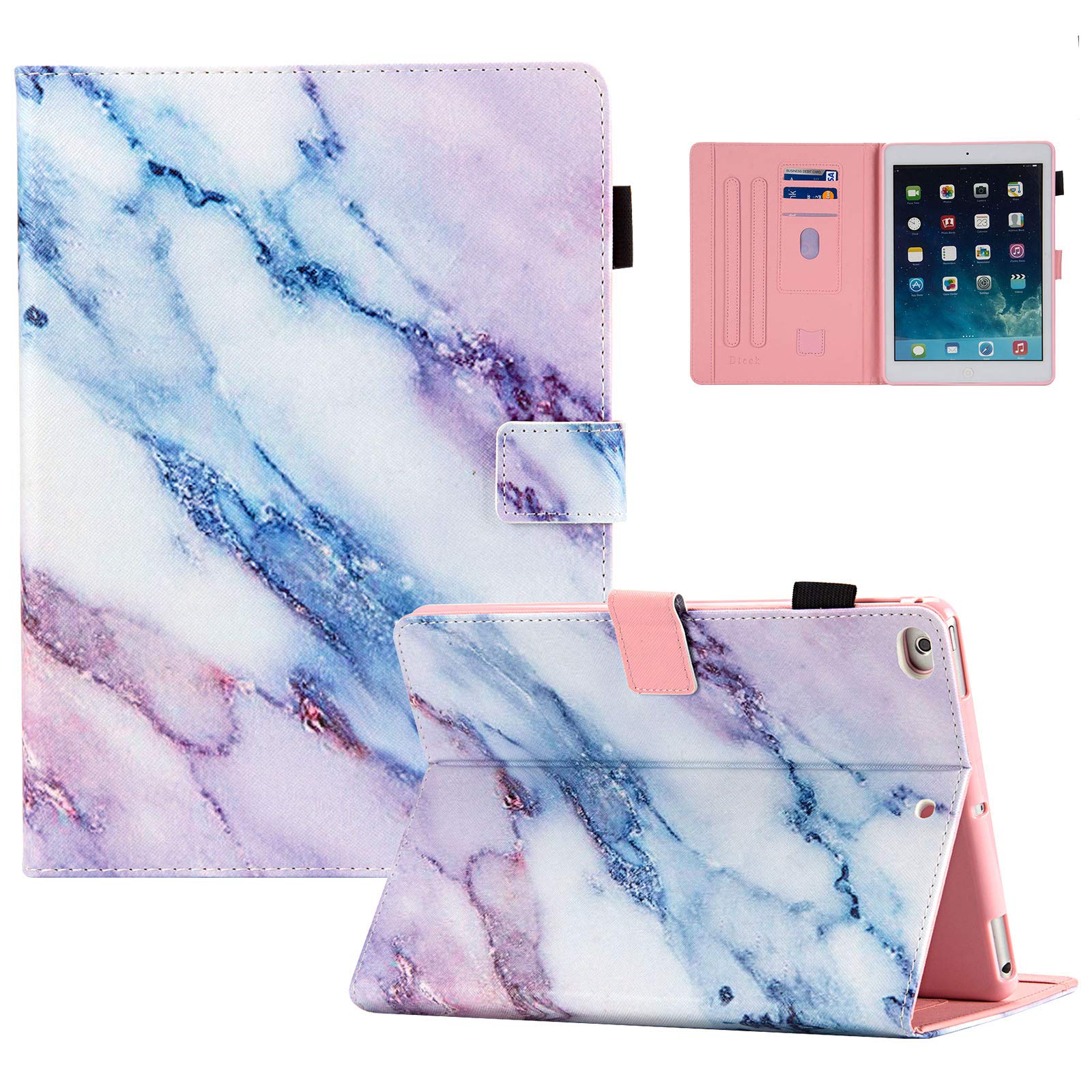 Dteck PU Leather Folio Smart Cover for iPad 9.7 inch 2018 2017/iPad Air 1/2, Auto Sleep Wake Multiple Stand Wallet Case for Apple iPad 6th/5th Gen,