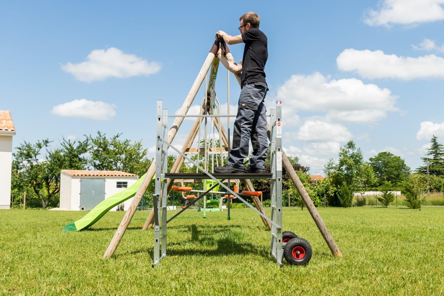Echafaudage roulant de jardin tout terrain 0,9m/2,9m en aluminium Hailo HobbyStep H3 Jardin