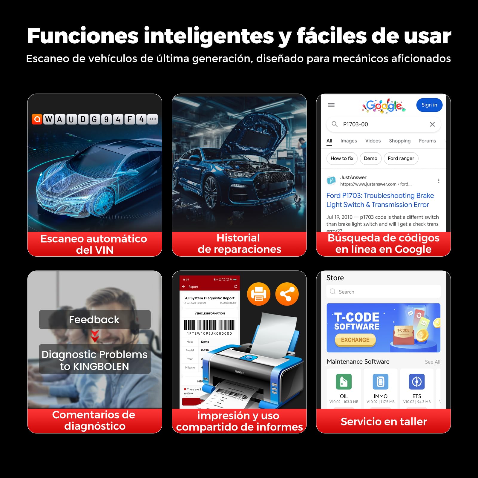 KINGBOLEN Ediag Link OBD2 Diagnosis Sistema Bi-direccional Diagnosis Coche Multimarca, 10 Reinicios(Inyector/TPMS/DPF/SAS/Aceite/ABS/Frenos/ETS/EGR/BMS), Comprobación Emisiones, Guía Reparación