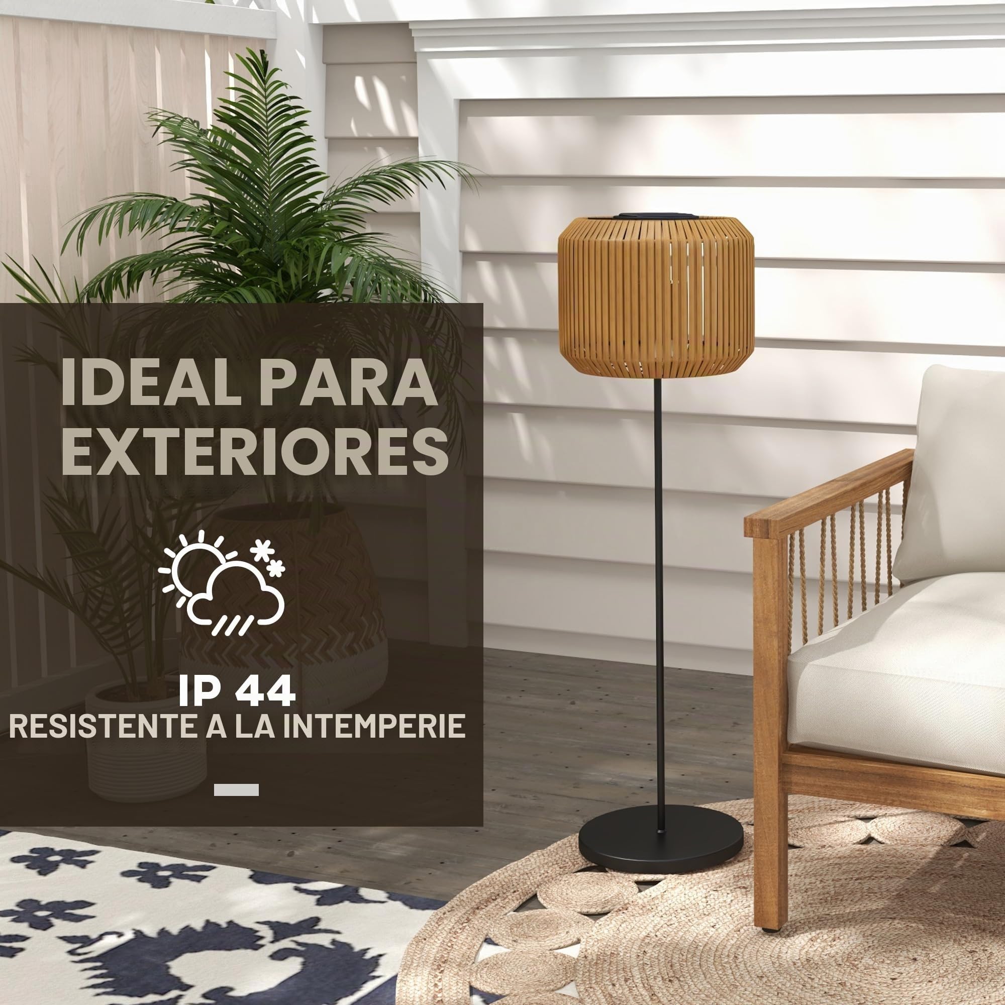 Outsunny Lámpara de Pie Solar Auto On/Off LED IP44 Amarilla
