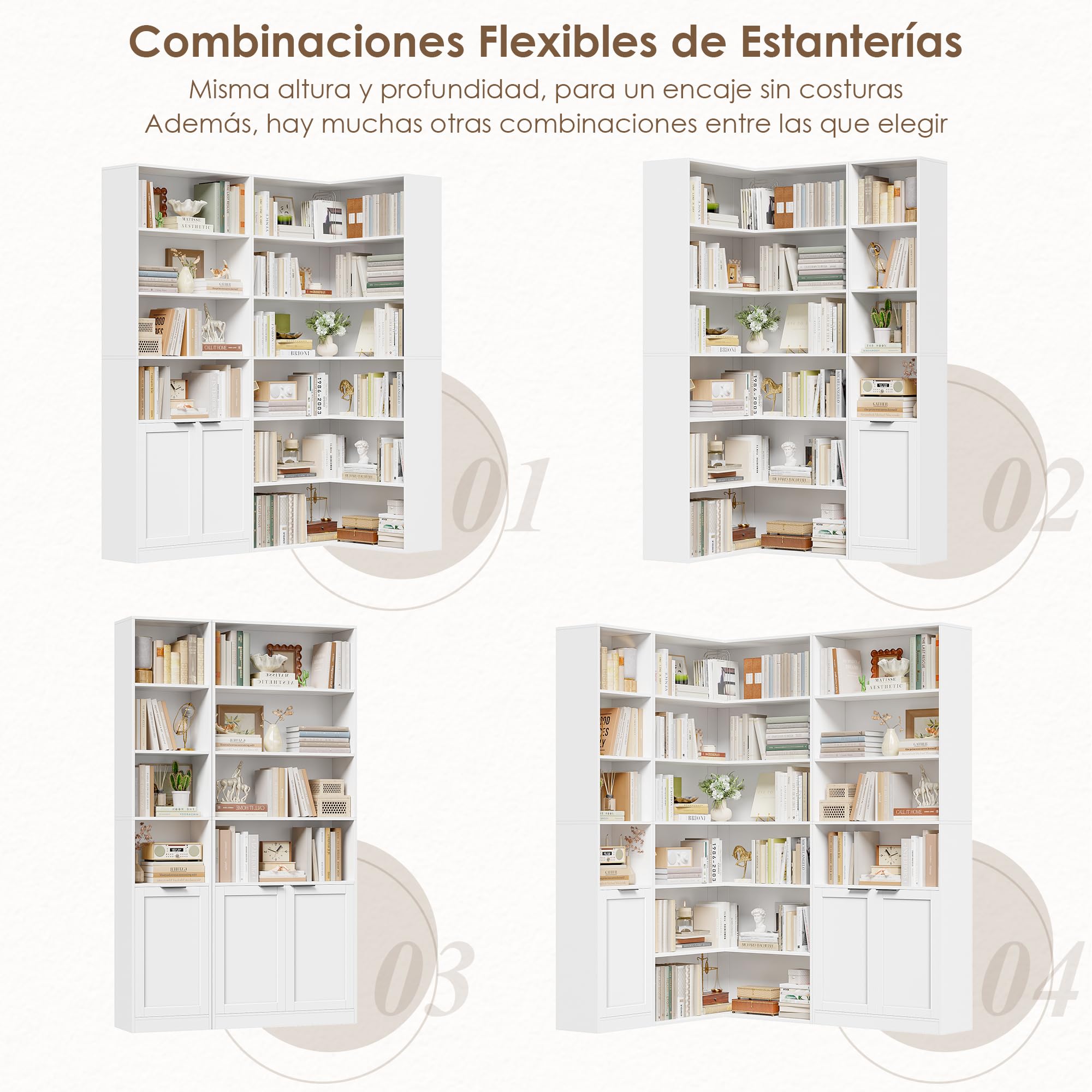 FirFurd 186cm Estantería Esquina, Librería Estantería Libros de 6 Niveles