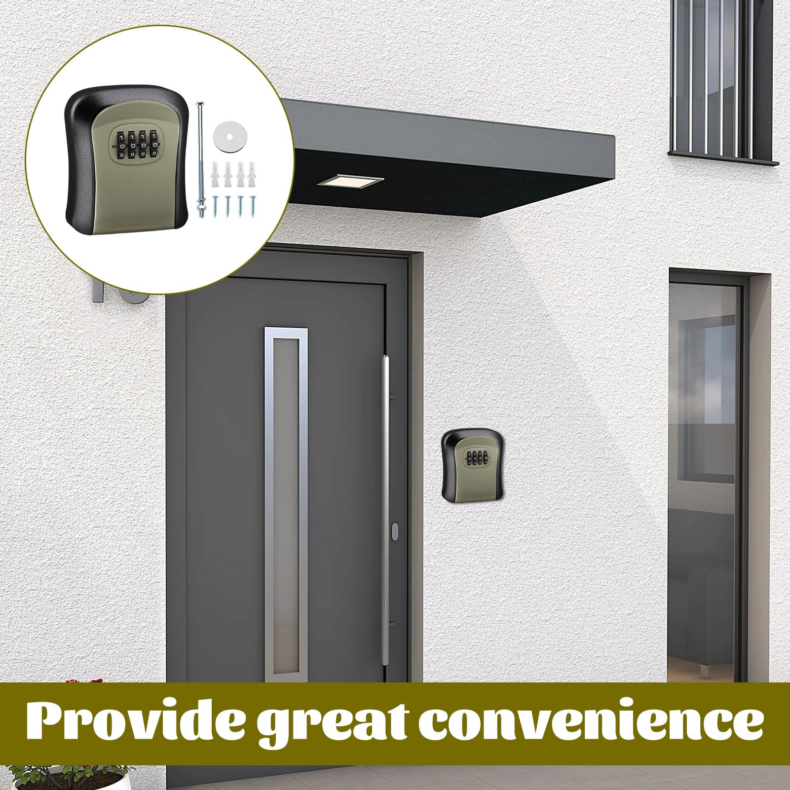 Key Safe Wall Mounted Outdoor,Waterproof Key Lock Box Outdoor,Key Lock Box with 4 Digit Combination for Home/Office/Garage/Security Safe Box - Image 2