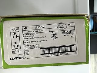 Leviton 16352-W Electrical Outlet, Decora Plus Duplex Receptacle 20A, Commercial Grade - White