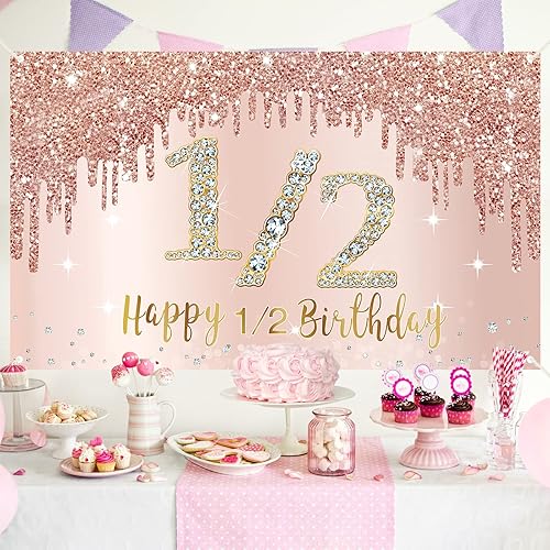 Miniatura 90 de Cartel de feliz cumpleaños número 100 para mujer, decoración de fondo de oro rosa para fiesta de cumpleaños número 100, póster rosa de cumpleaños