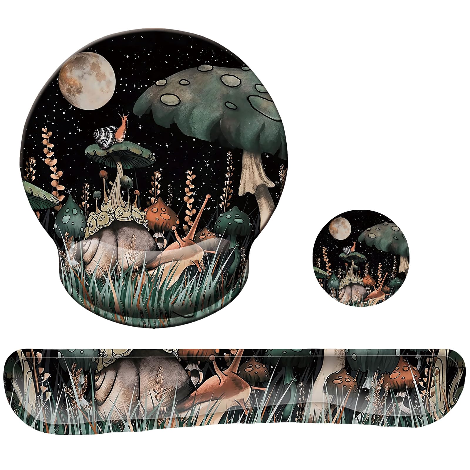 Keyboard Wrist Rest Pad Mouse Pad with Wrist Support Set of 3, Mousepad with Non-Slip Rubber Base, Ergonomic Memory Foam Mouse Wrist Cushion Support