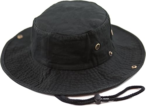 The Hat Depot - Sombrero de safari, de algodón lavado a la piedra, de ala ancha, plegable, doble cara y sombrero de pesca