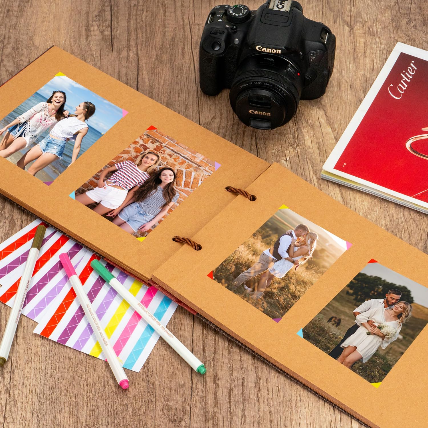 AIOR Traditional Photo Album, Vintage DIY Scrapbooking Photo Book Travel, Adventure Book Up Scrapbook, Original Mother's Day Gift, Christmas, Valentine's Day, Birthday (B) image 5
