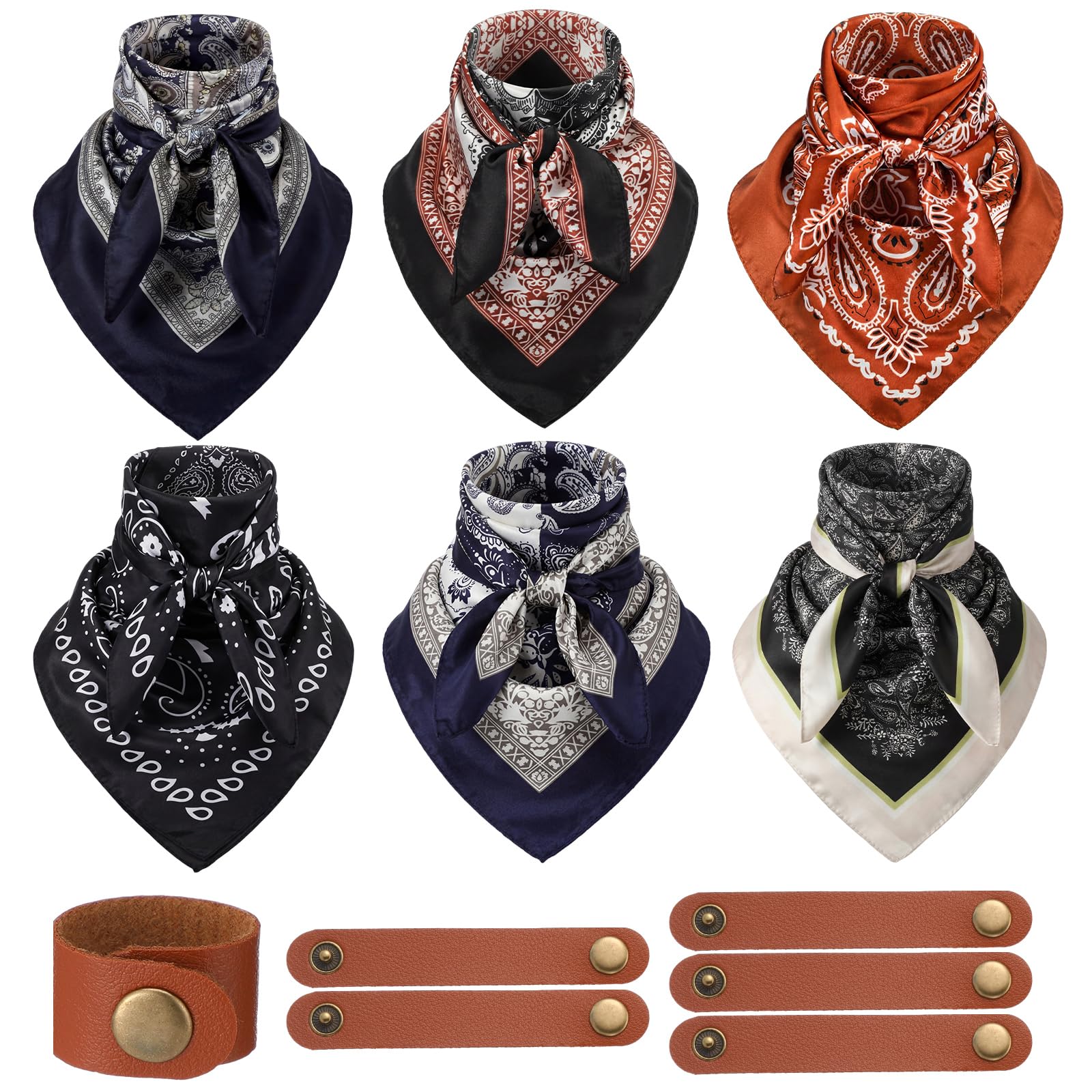 Unittype 6 Pcs Western Cowboy Scarves for Women