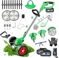 Aparador de grama Elétrico 2500W Potente | 16 Lâminas | 2 Baterias 5000mAh com Carregamento Rápido | Dual Modo: Com Rodas e Sem Rodas | Ideal para Jardim Doméstico