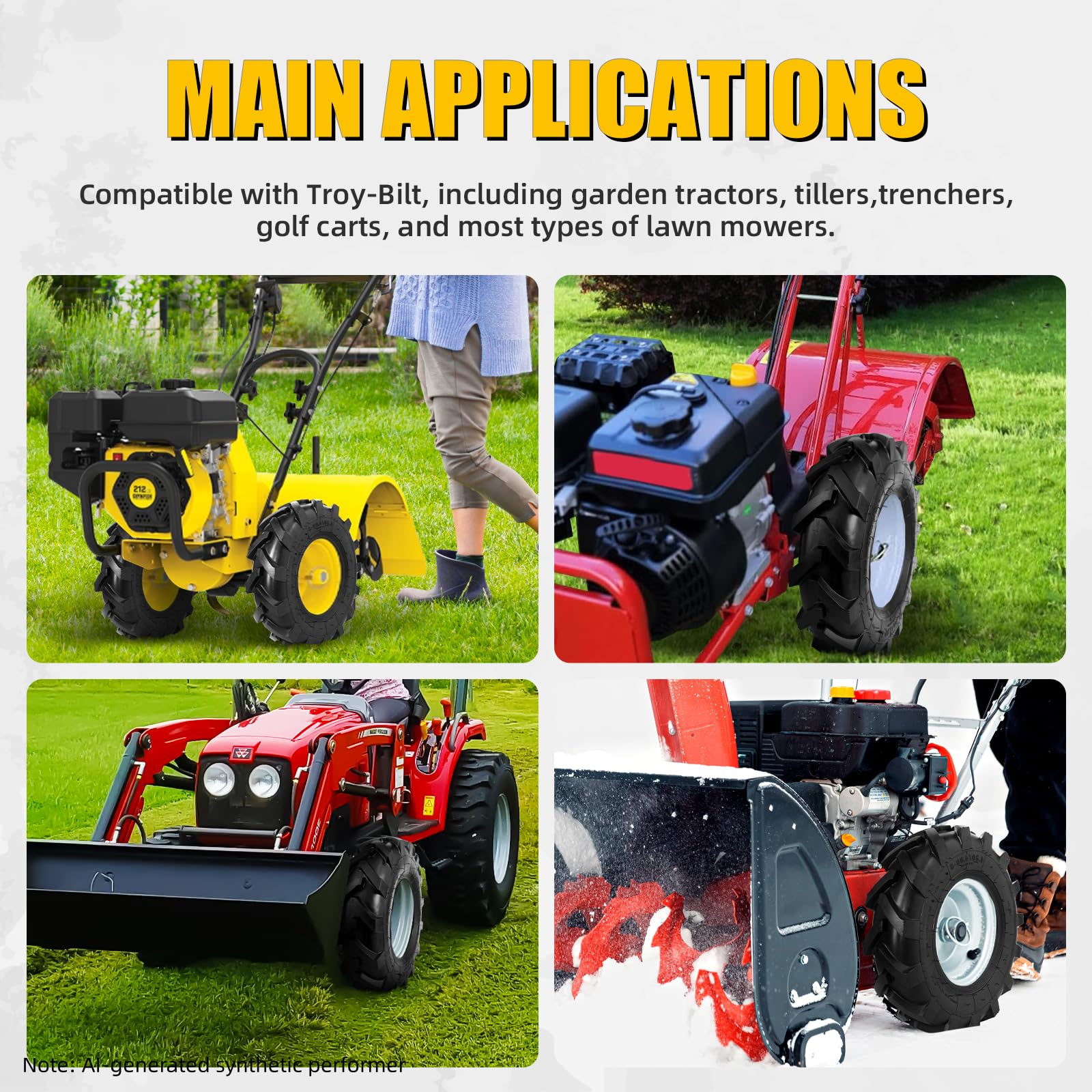 MZREXN 2 neumáticos de 4.80/4.00-8, 4.80 x 4.0-8 pulgadas, cortacésped sin cámara, 4PR 4.80-8 4.00-8 de repuesto para remolque de jardín, tractor, carrito de golf, ATV, ruedas de carrito de jardín