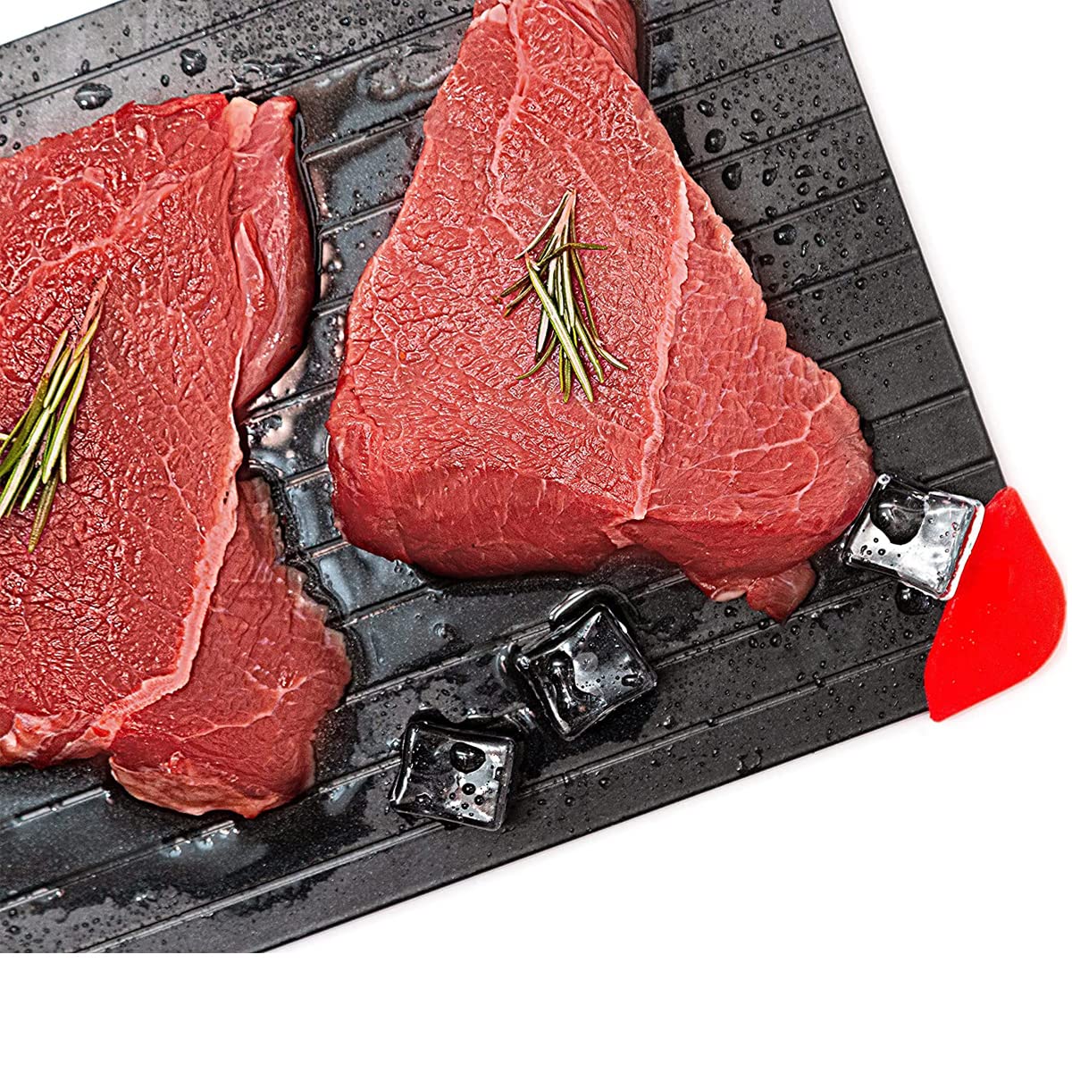 Vassoio Scongelamento Rapido in Alluminio Con 4 Cuscinetti in Silicone per Scongelare Velocemente la Carne Congelata