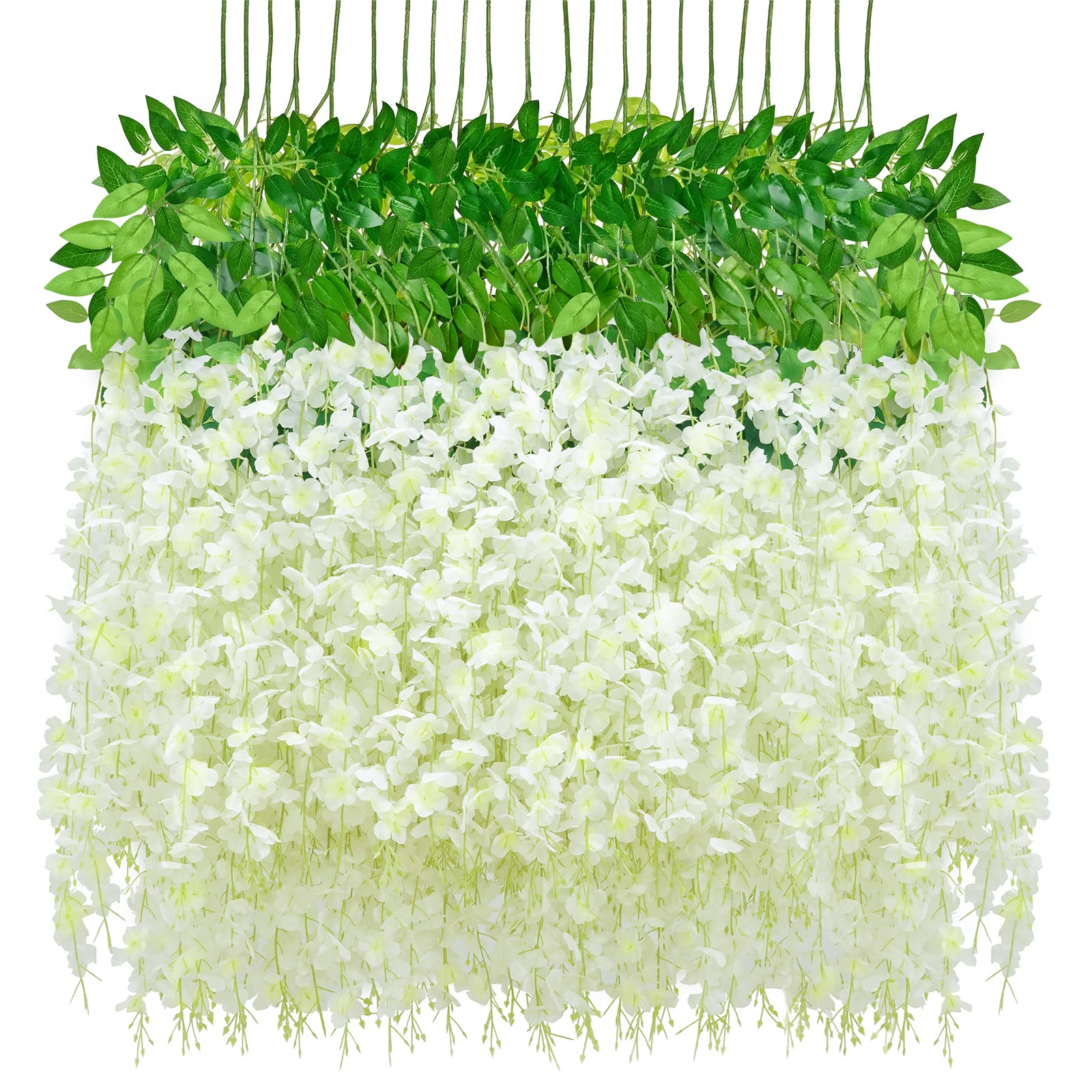 Waipfaru 12 Pack Wisteria Hanging Flowers, 3.6 Feet/Pcs White Wisteria Artificial Flowers, Fake Hanging Vines for Bedroom Wedding Home Party Wall