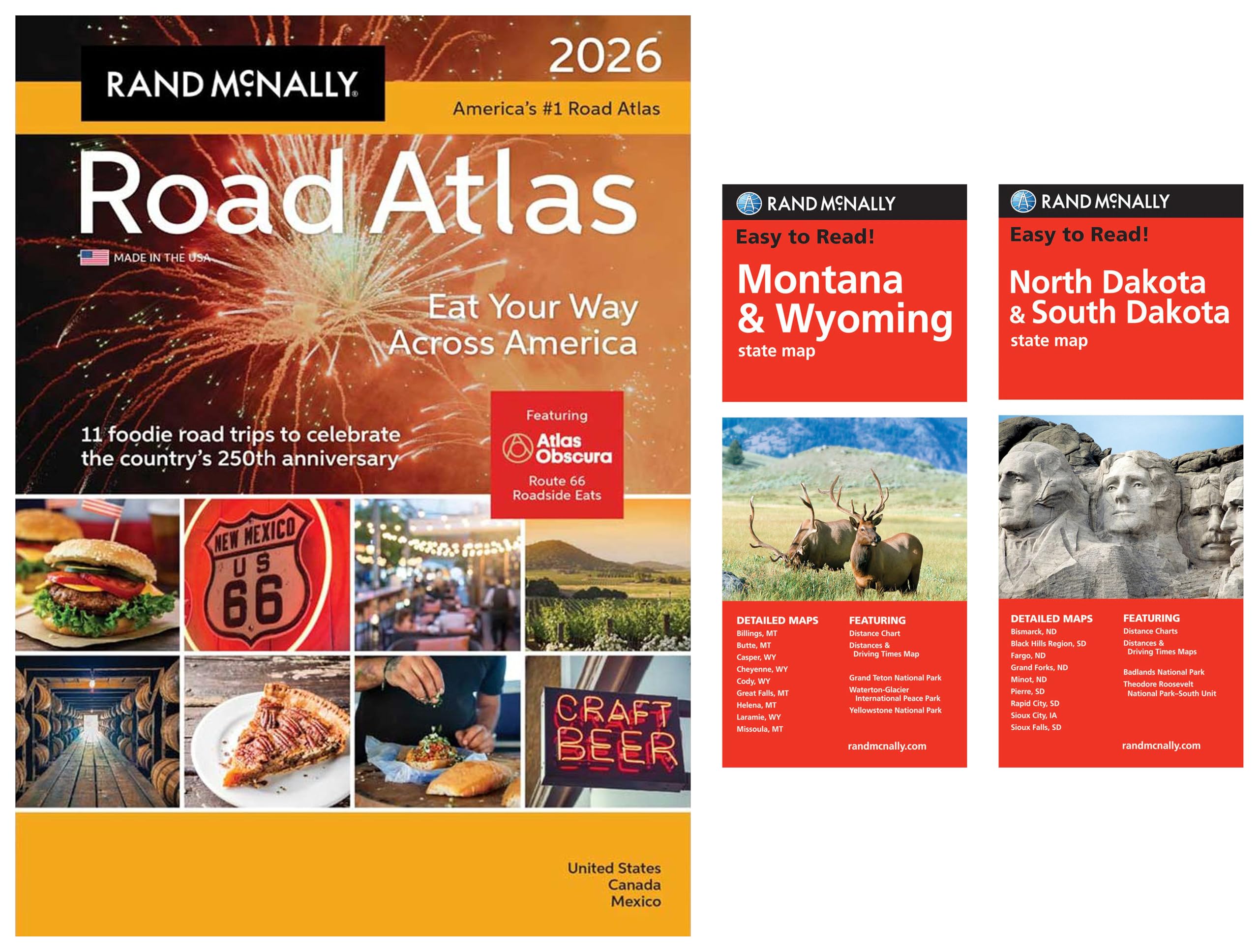 2026 Road Atlas with Easy to Read Montana/Wyoming & North Dakota/South Dakota State Maps