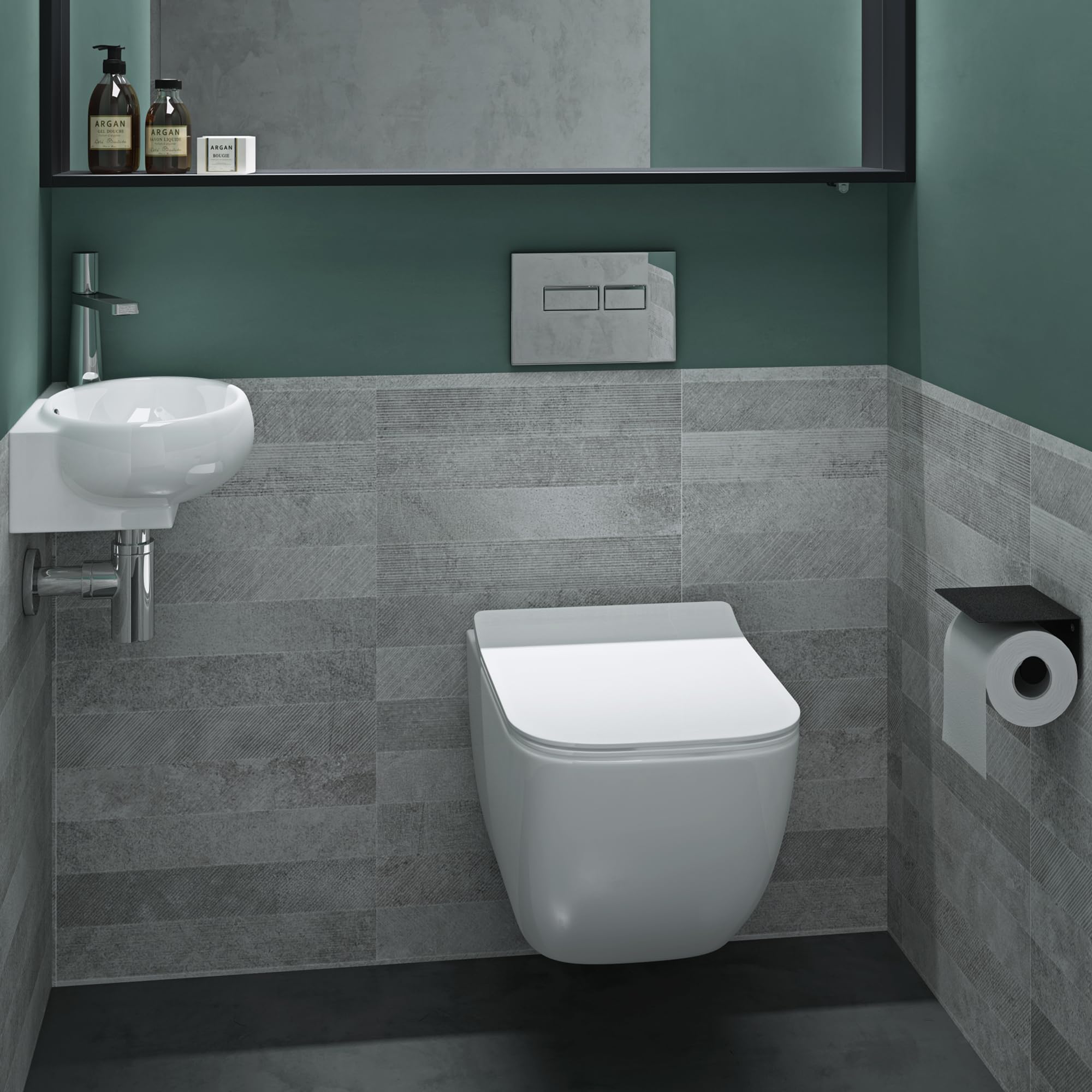 Mai & Mai Lavabo da Appoggio 42X28X15cm, Lavabo Bagno Sospeso Lavandino Bagno Brüssel001 in Ceramica Bianca Nano Rivestimenti