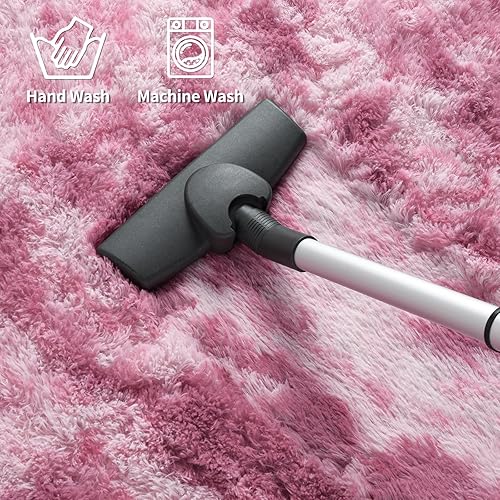 Miniatura 7 de FlyDOIT Alfombras de área grandes de 6 x 9 pies para sala de estar, alfombra peluda teñida con teñido anudado, alfombras peludas de felpa ultra