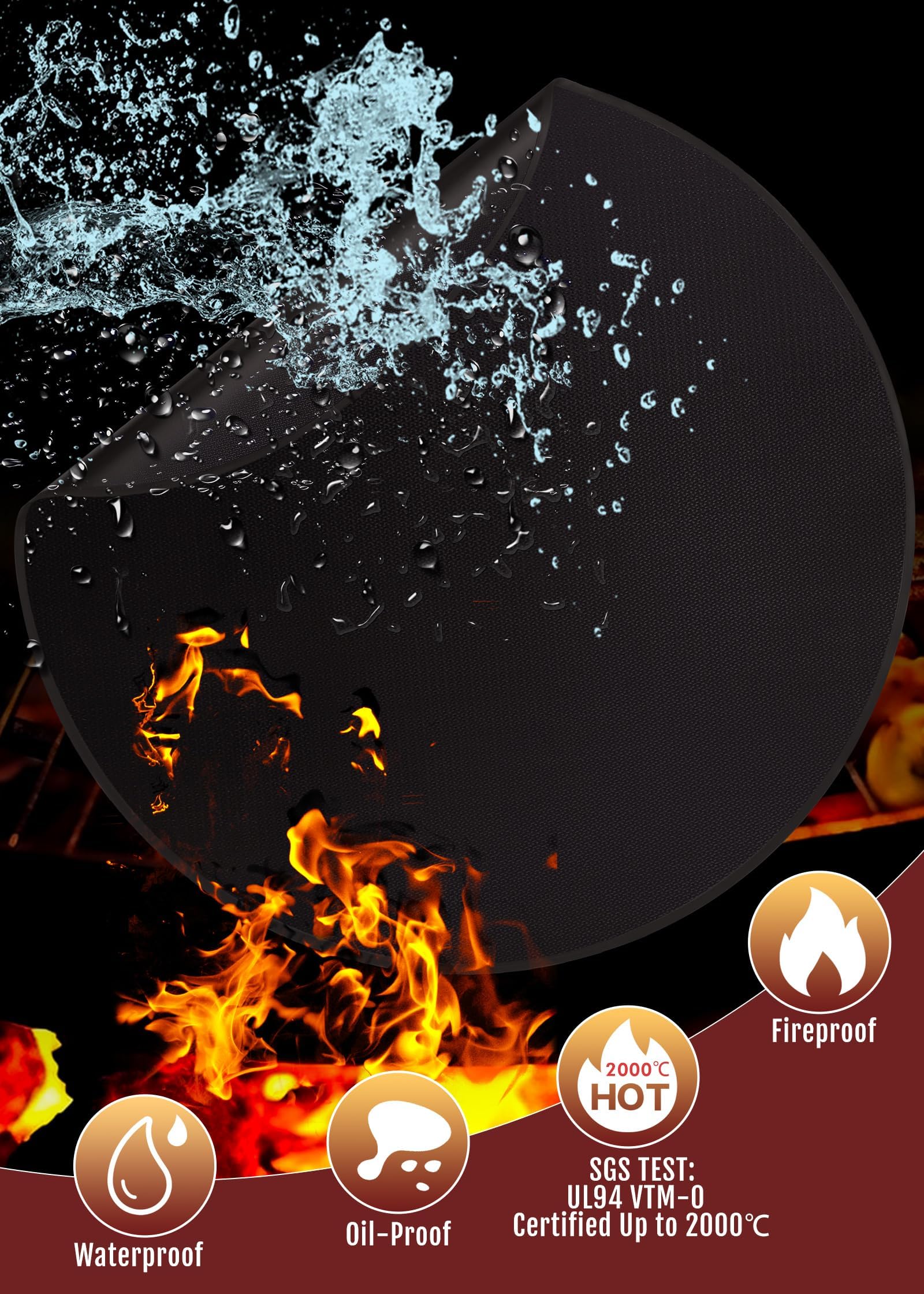 Large reusable brazier mat/fireproof mat/ash mat/protective and terrace mat/122cm circular carpet for terraces - Image 3