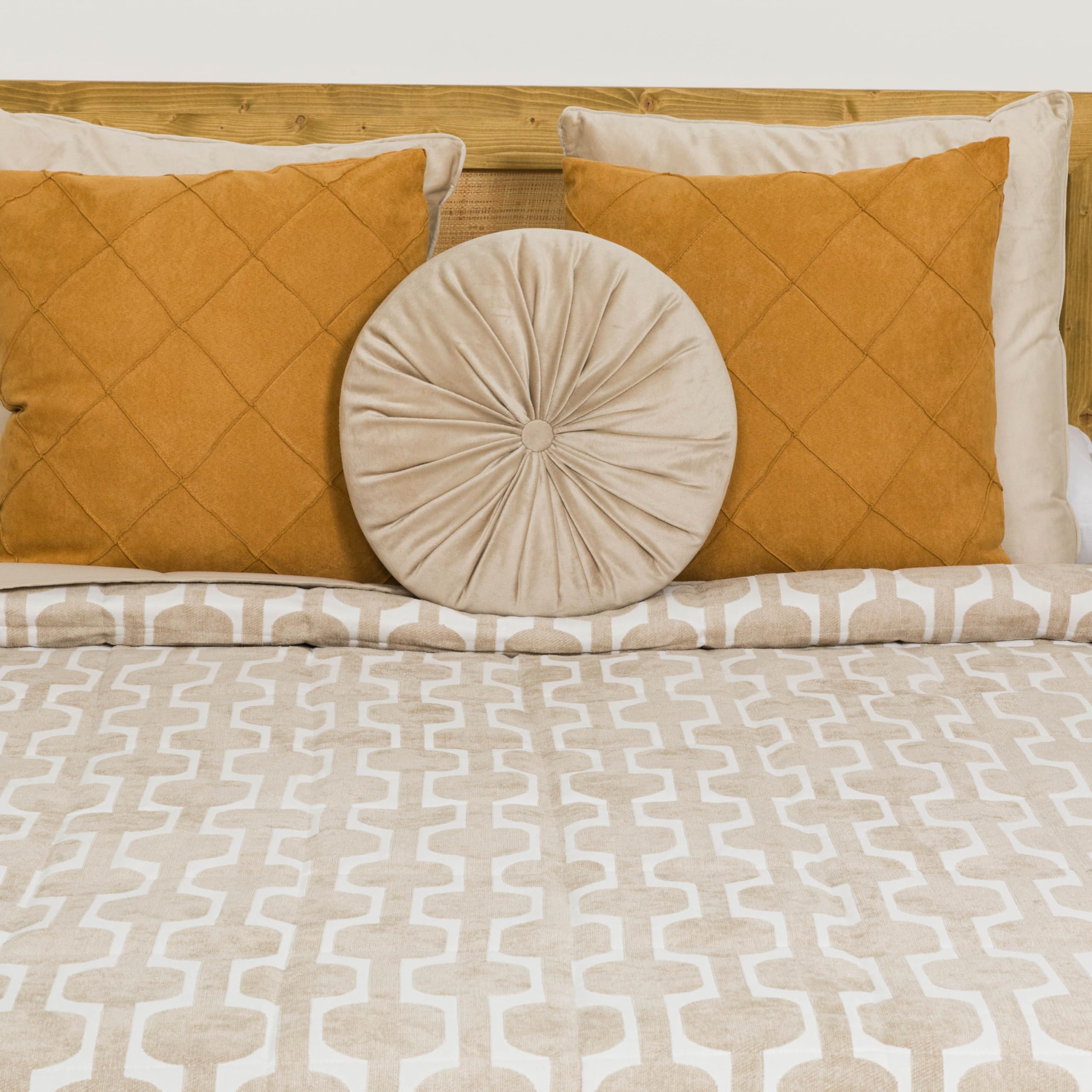 TRAMAS+ Colcha Jacquard Estampada para Cama, Cubrecamas Ligero de Primavera, Verano y Entretiempo - Cama de 135-150 (180x270) - Sunnies Topo
