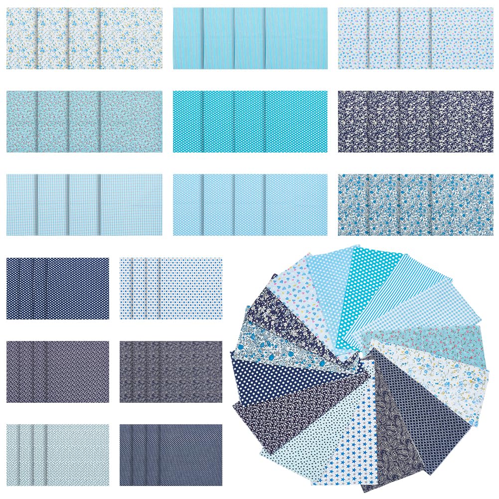 Tissu en coton bleu pour patchwork et couture, lot de 60 carrés prédécoupés
