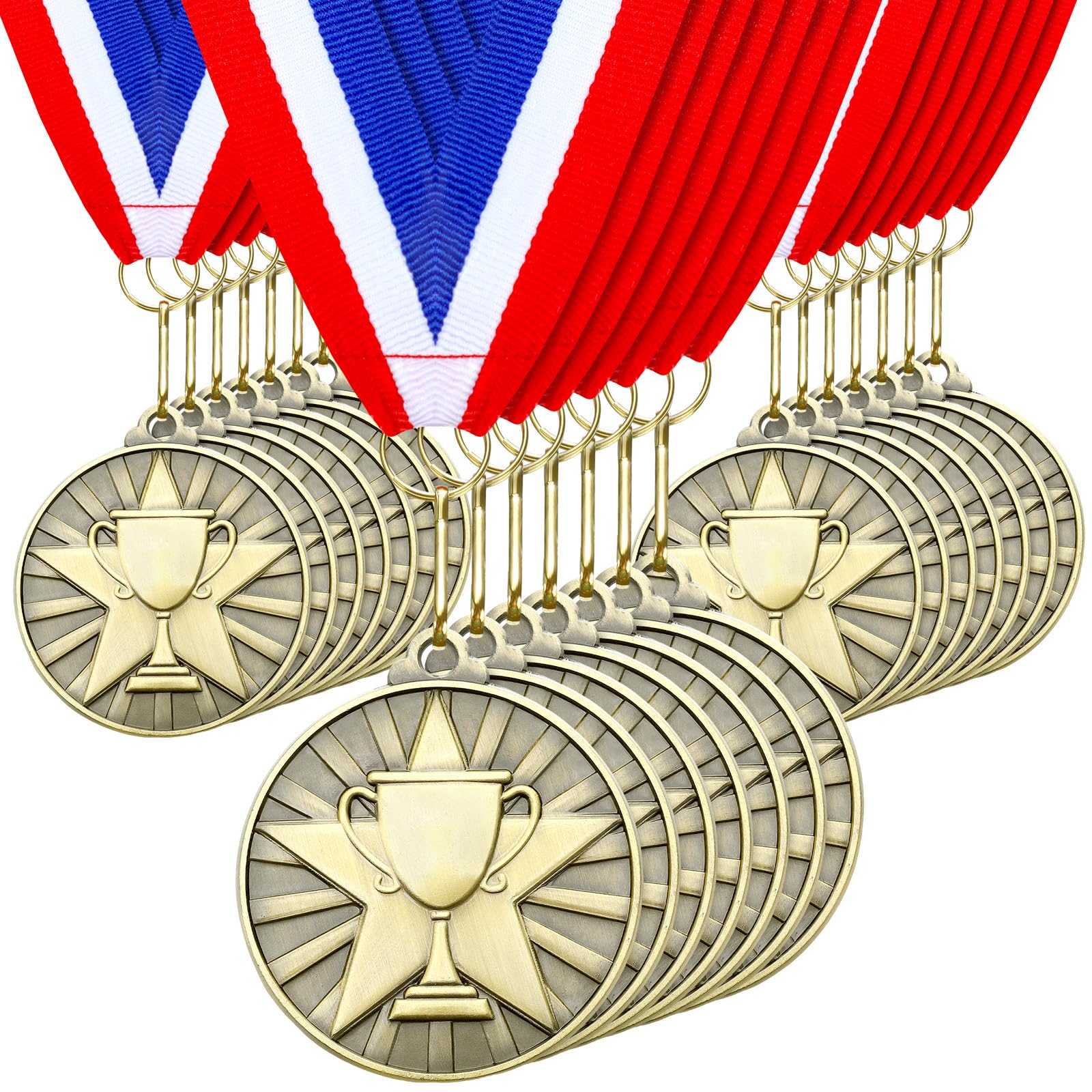 Remuuly 30 Pcs Gold Medals Bulk 2'' Basketball Soccer Baseball Volleyball Football Lacrosse Kickball Cheer Bowling Trophy Medals for Awards for Sports Participation Winner Gift