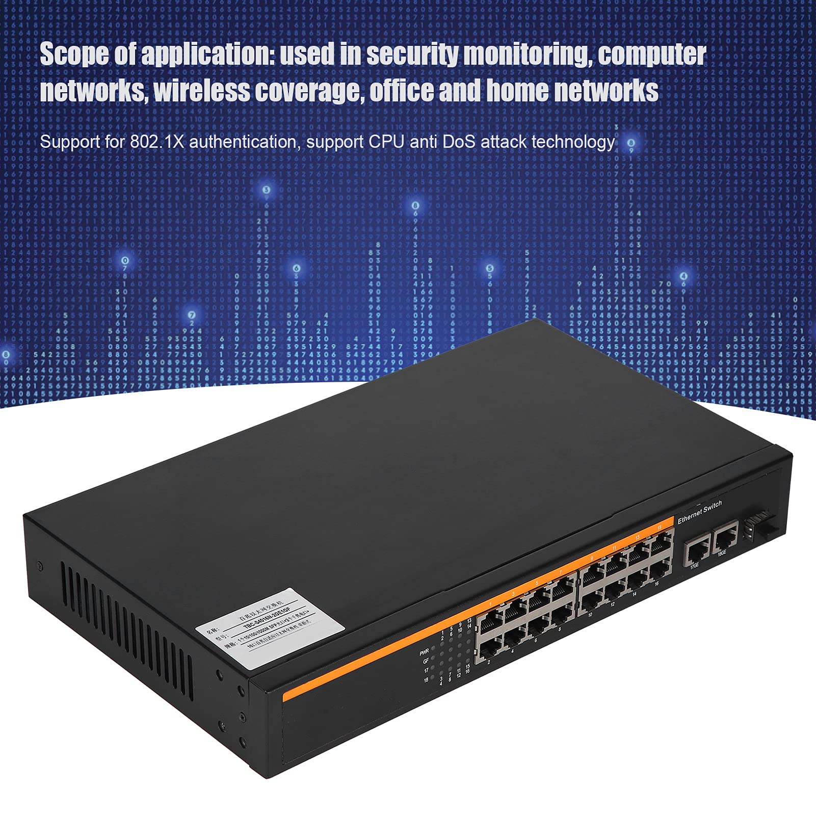 Zunate Switch Ethernet, 16 Porte 10/100M RJ45 2 Uplink Gigabit (Unione