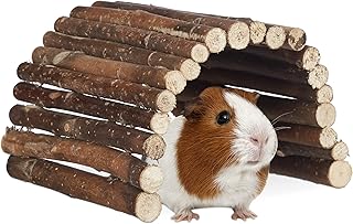 Relaxdays Wooden Rodent Bridge Tunnel for Small Animal Cage, Hamsters, Rabbits, Flexible Bending, Schima, HBT 2 x 29 x 17 cm, Natural product image