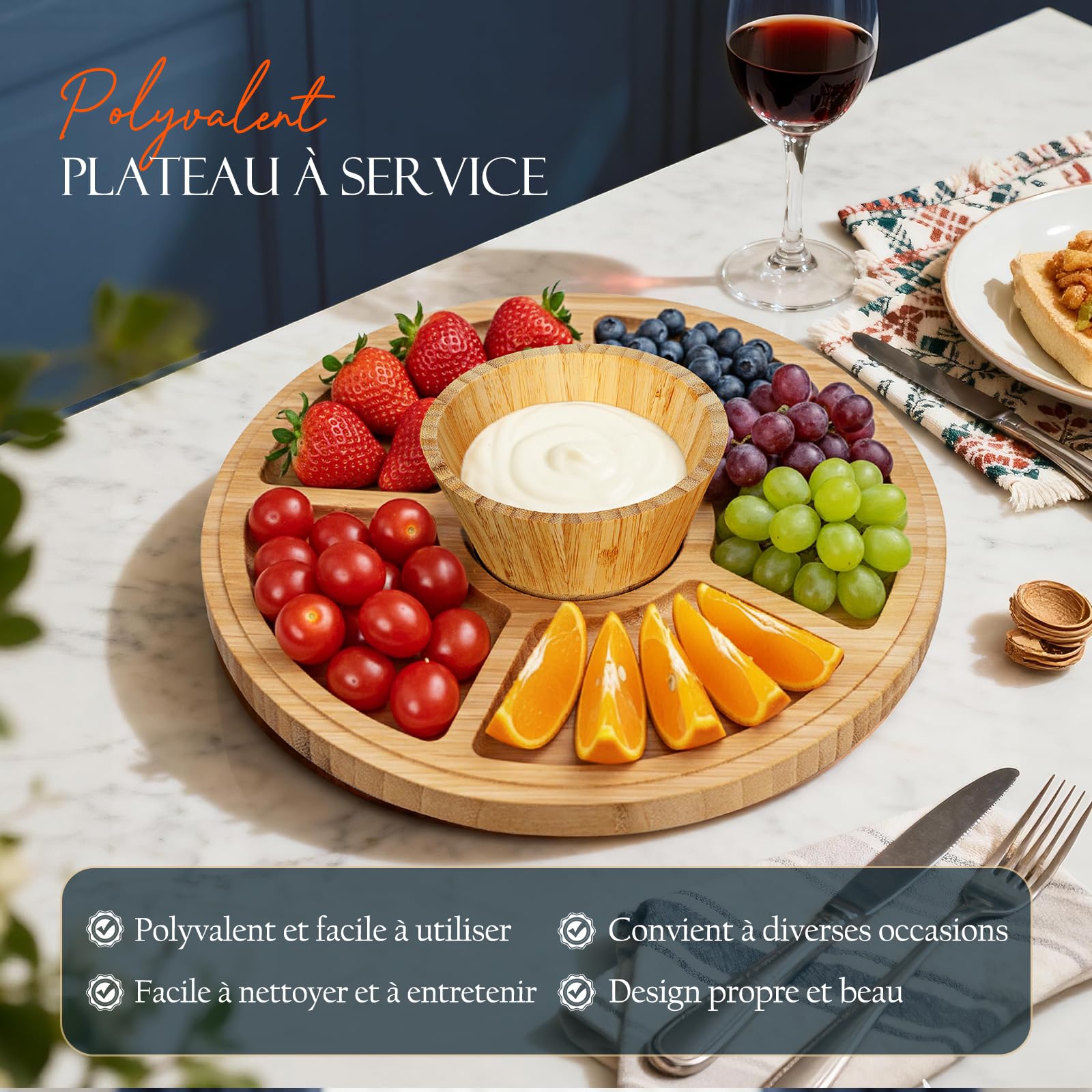 Masthome Présentoir à Gâteau Sur Pied avec Couvercle, 6in1 Cloche à Gâteaux Multifonctionelle, Support Gâteau en Bois Rotatif pour Pâtisserie/Desserts