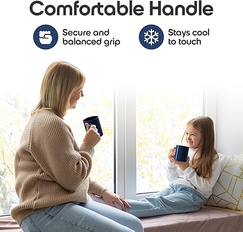 Miniatura 5 de Omniware Teaz Cafe - Juego de 4 tazas de café clásicas de 11 onzas, tazas de café de gres vintage, nostálgico inspirado en los años 50, estética