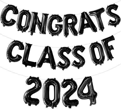 KatchOn, Congrats Class of 2024 Globos negros  16 pulgadas  Globos de graduación negros para decoraciones de graduación negras clase de 2024