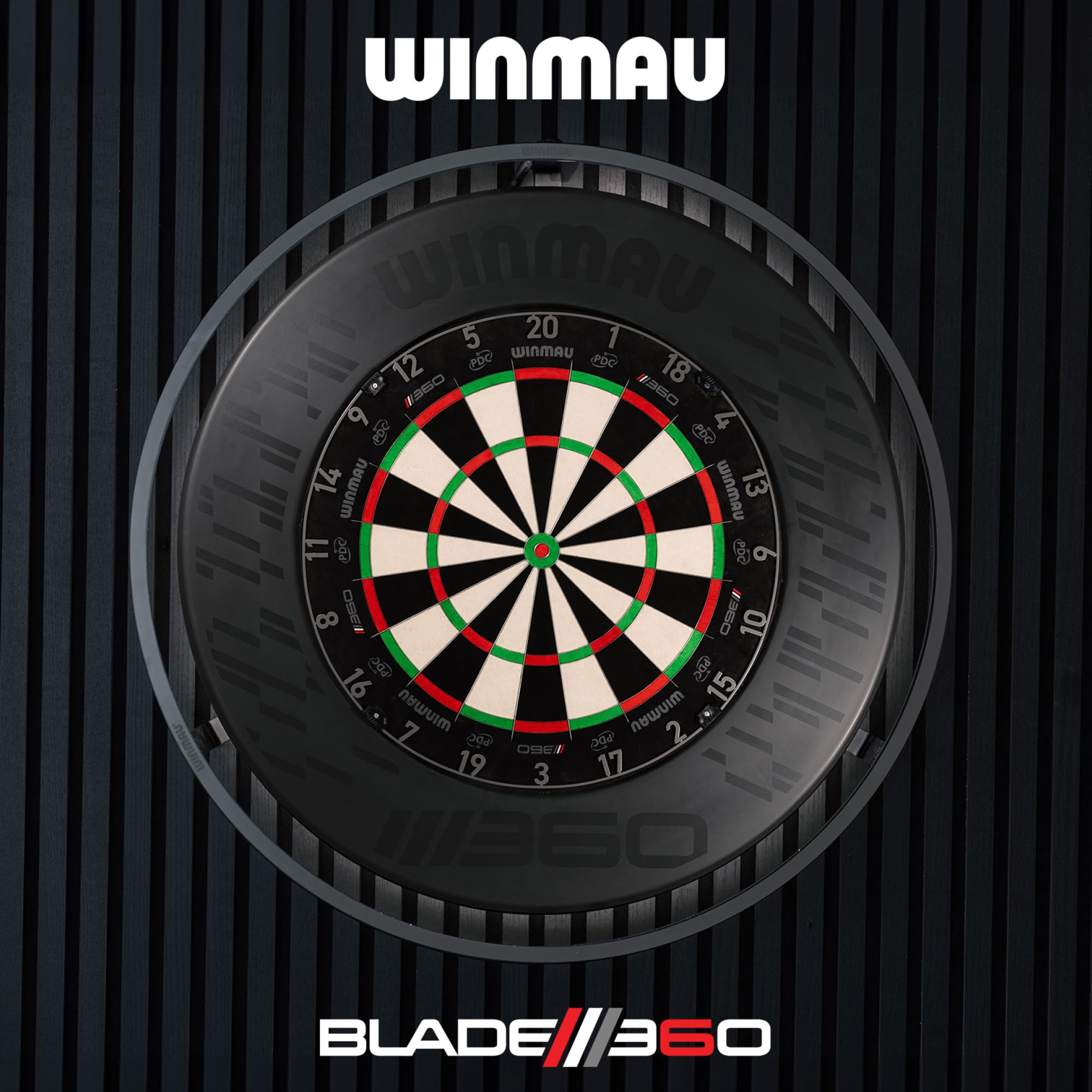 WINMAU Blade 360 Cornice per Bersaglio per Freccette - Anello di Contorno per Bersaglio per Freccette Nero - Protezione da Parete Resistente - Accessori Professionali per Freccette