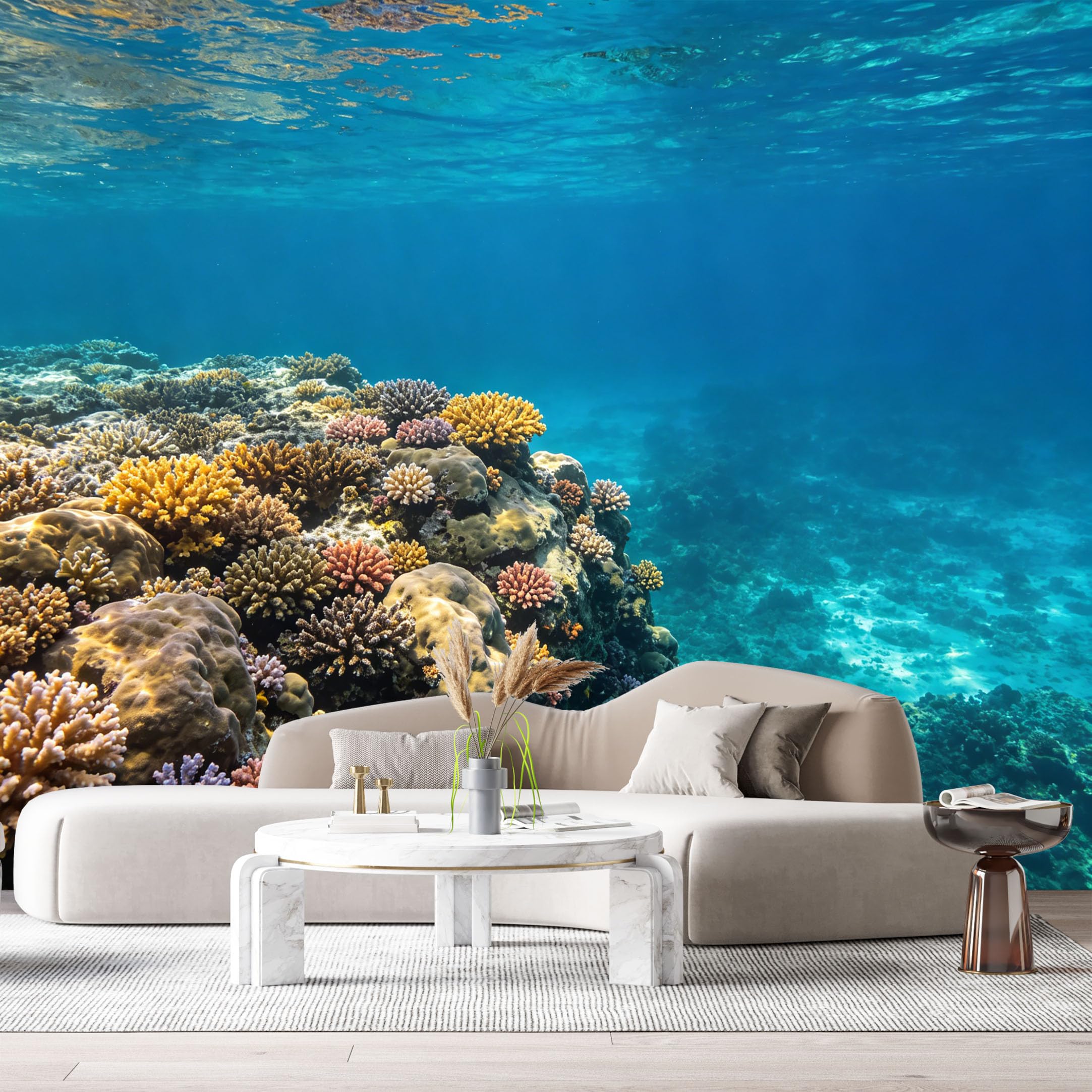 Custom Size Wall Murals Ocean Marine Coral Reef Underwater 3D SelfAdhesiveWall Fabric Removable Wallpaper Wall Decor for Living Room Bedroom Bathroom