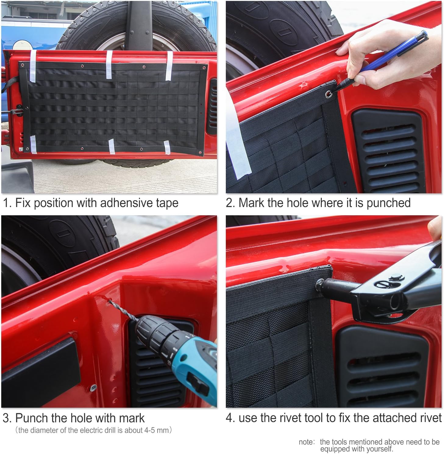 Voodonala 1pc Tailgate Tool Kit Canvas Bag Tool Organizer Pockets for 2007-2018 Jeep Wrangler JK JKU JL JLU