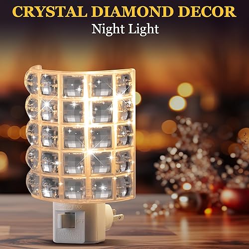 Miniatura 5 de Luz nocturna decorativa de cristal, luces nocturnas decorativas brillantes que se enchufan a la pared con interruptor de encendidoapagado manual,