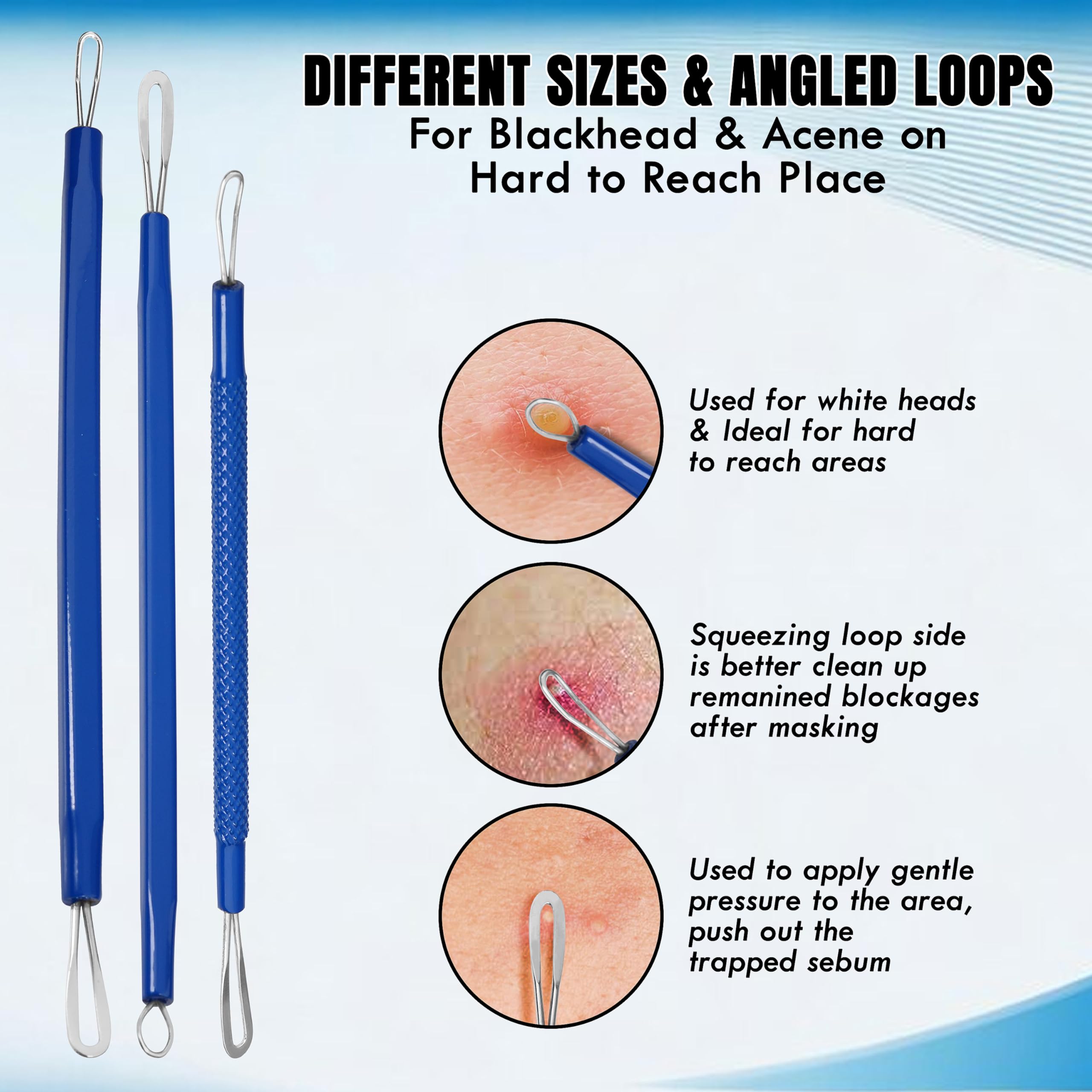 Blackhead Remover Pimple Popper Tool Kit 10 Pcs, Comedone Pimple Extractor Tool, Acne Kit for Forehead Nose, Blackhead - Image 2