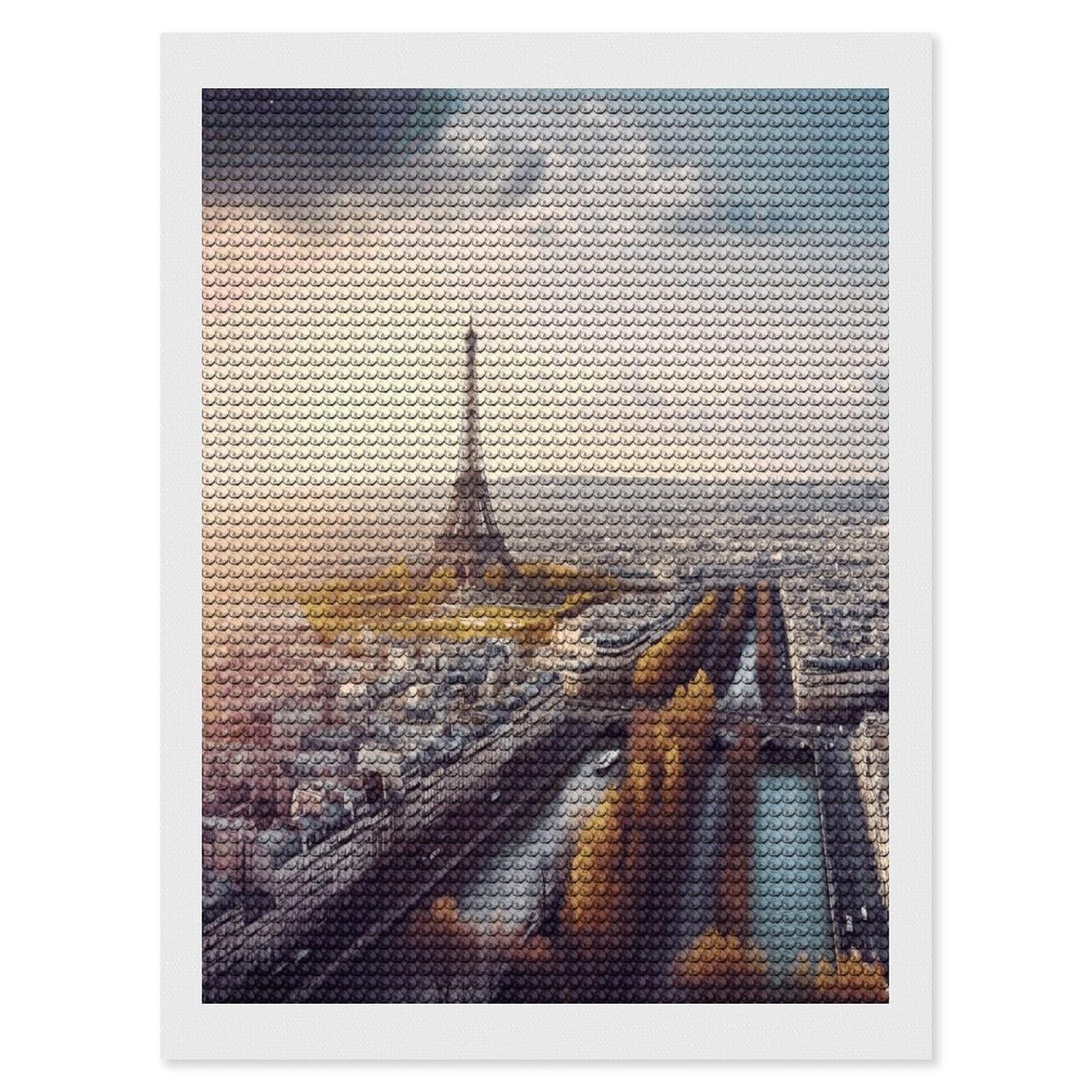 FekiLoot Aerial View of Paris Cityscape Paint by Numbers Kit for Adults Beginner DIY Diamond Dots Paintings Round Full Drill Diamond Art Kits Picture Diamond Art Painting Kits for Home Decor 12"x16"