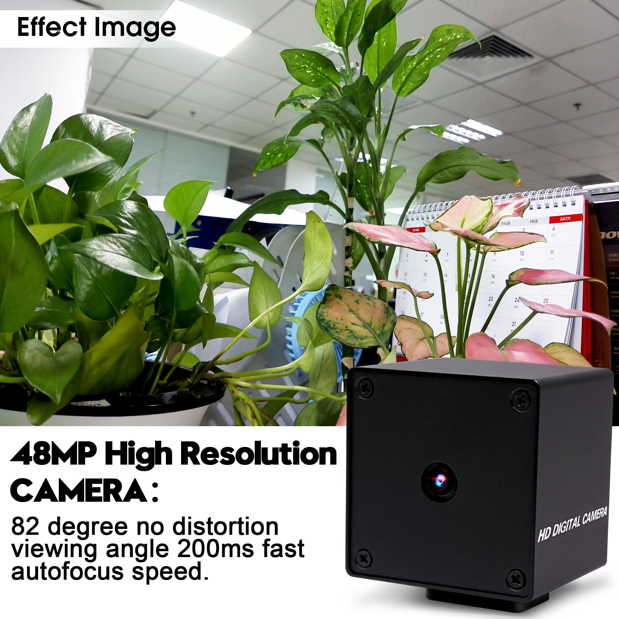 ELP Webcam USB de 48 MP de enfoque automático de alta definición 8000 x 6000 con carcasa de metal, UVC Free Driver USB2.0, cámara para ordenador, portátil, Linux, Windows, Android