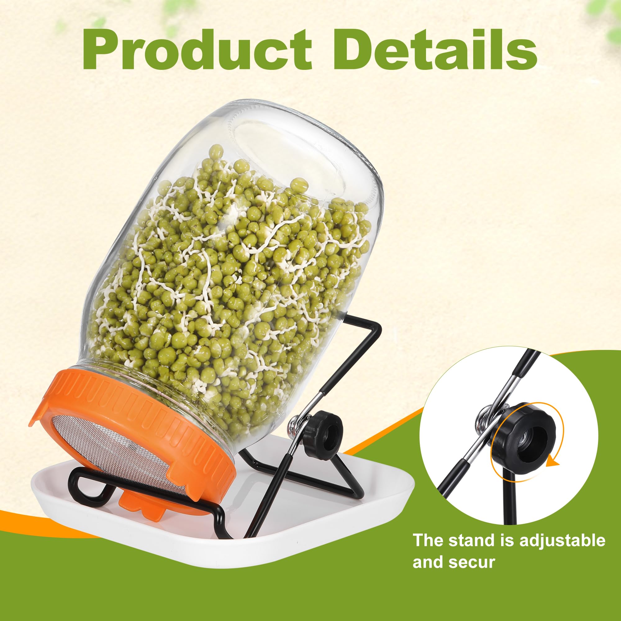 QUARKZMAN 1000ml Bocal Germoir Orange 1 Ensemble pour Germination Plantes