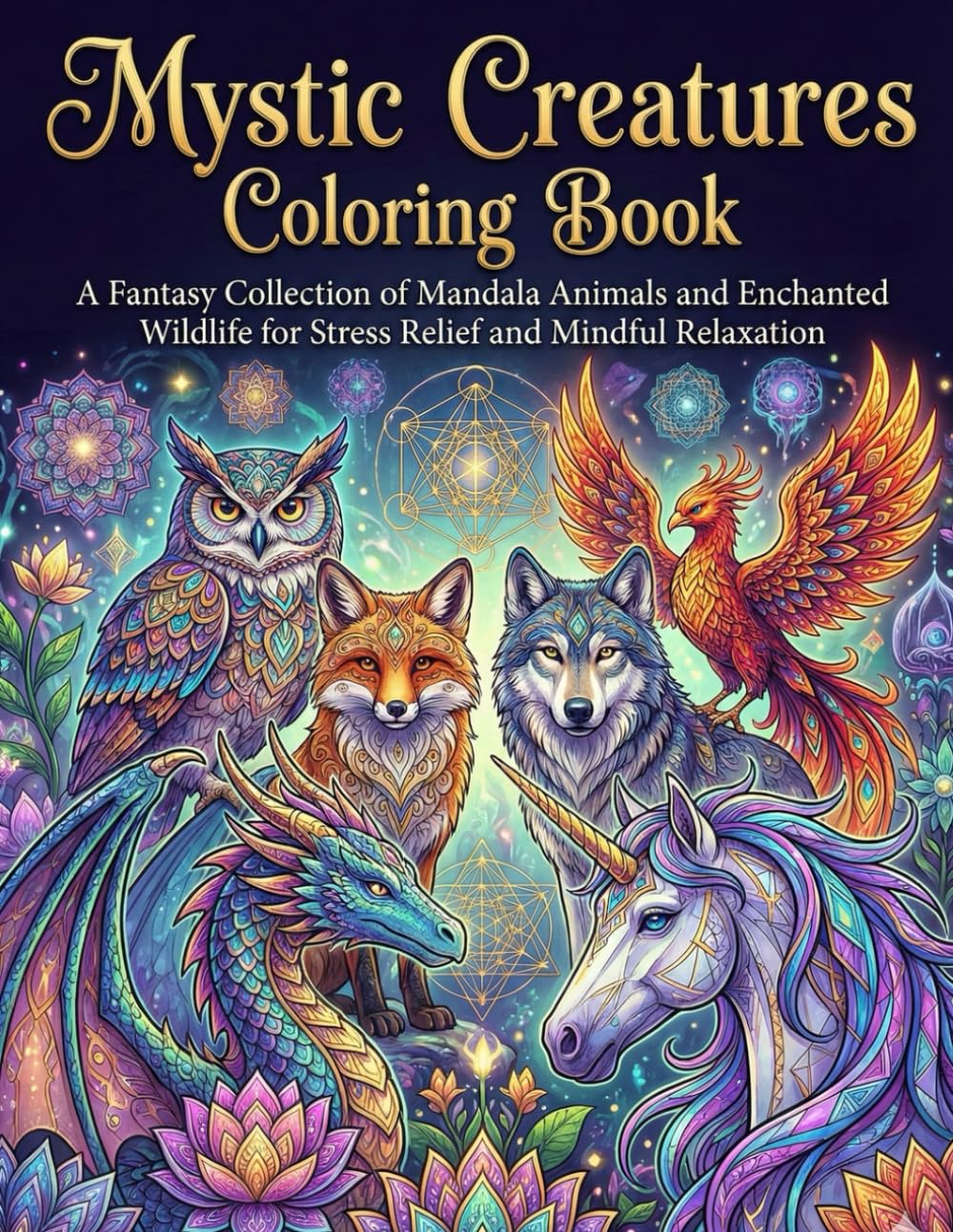 Mystic Creatures Coloring Book: A Fantasy Collection of Mandala Animals and Enchanted Wildlife for Stress Relief and Mindful Relaxation