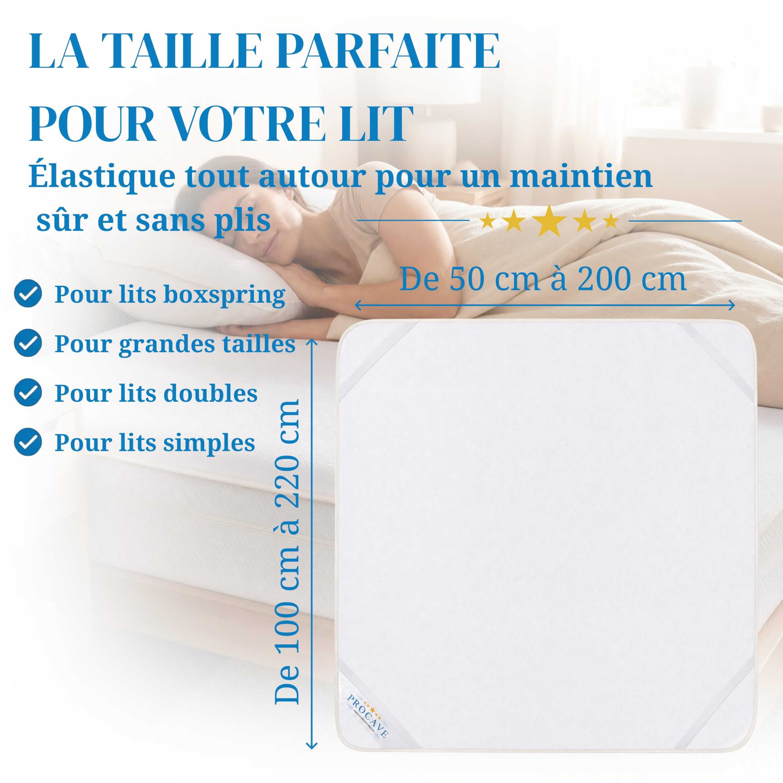 PROCAVE | protège-Matelas imperméable dans des Tailles différentes | alèse imperméable en Molleton | fabriqué en Allemagne | protège-Oreiller| 160x200 cm