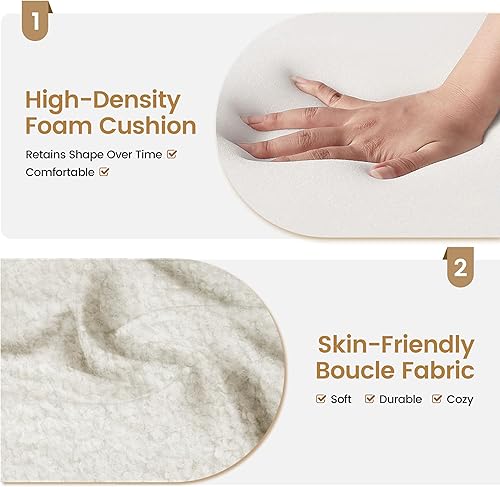 Miniatura 7 de Yaheetech Silla tipo barril, silla casual de tela de peluche con respaldo alto y acolchado suave, moderna silla de tocador mullida, sillón acogedor