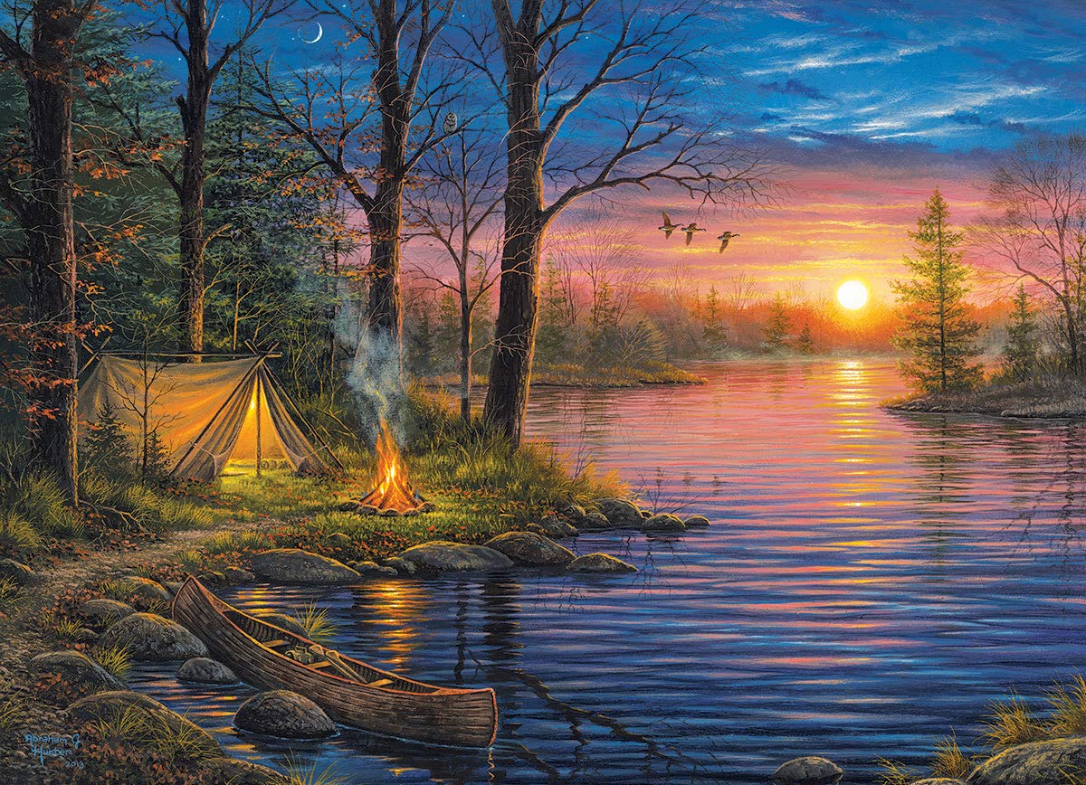 Eurographics Puzzle 1000 Pezzi - Abraham Hunter 'Sera Mist' - Paesaggio Naturale Al Tramonto, Dimensioni 48,9x67,3 Cm