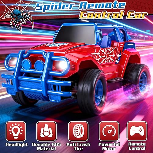 Miniatura 4 de Auto a control remoto, juguete de auto a control remoto con faros LED, todo terreno, todoterreno, camiones monstruos para niños de 4 a 7 años, 8, 9,