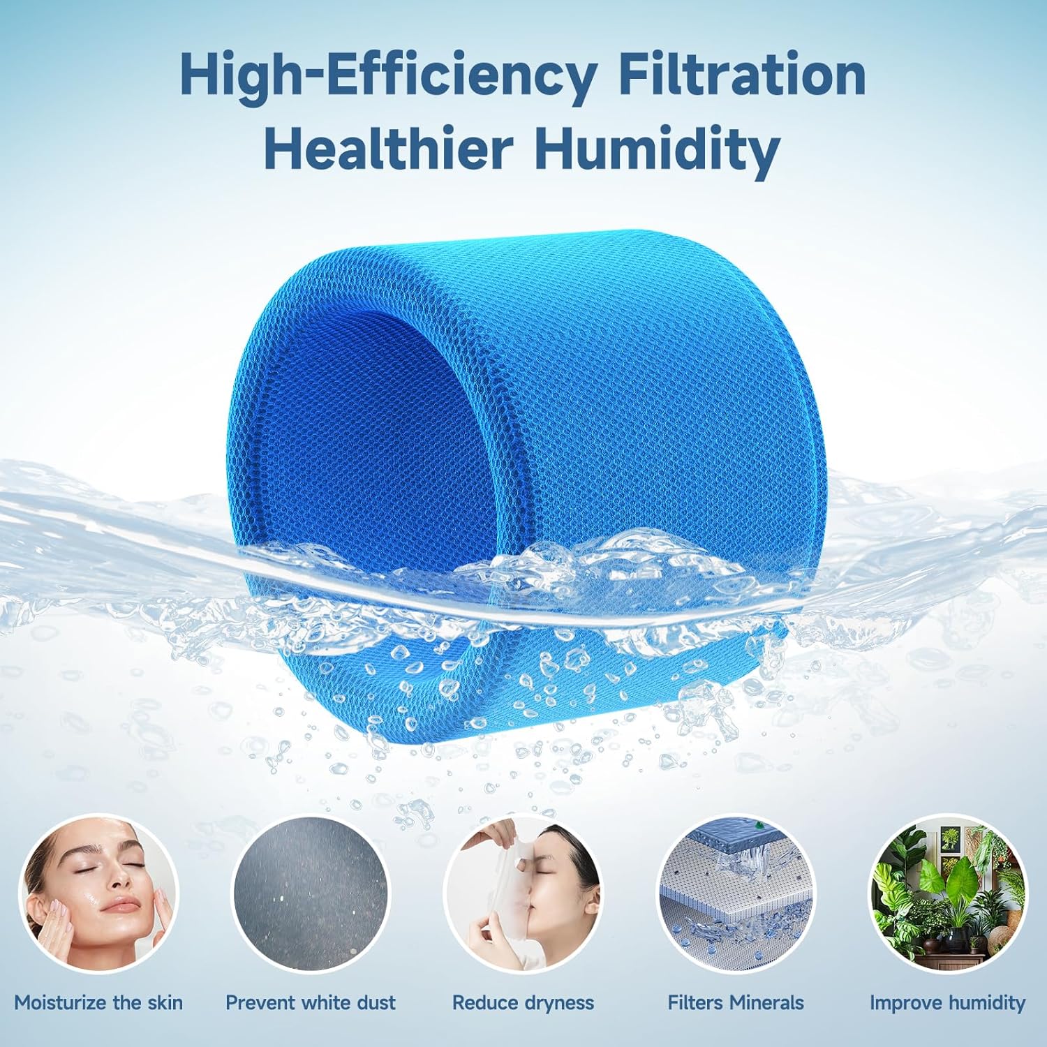 2-Pack 774S Humidifier Replacement Filters, Compatible with DREO Smart Evaporative Humidifier HM774S Model - 3D Multi-Layer Mesh Design, Washable Filters