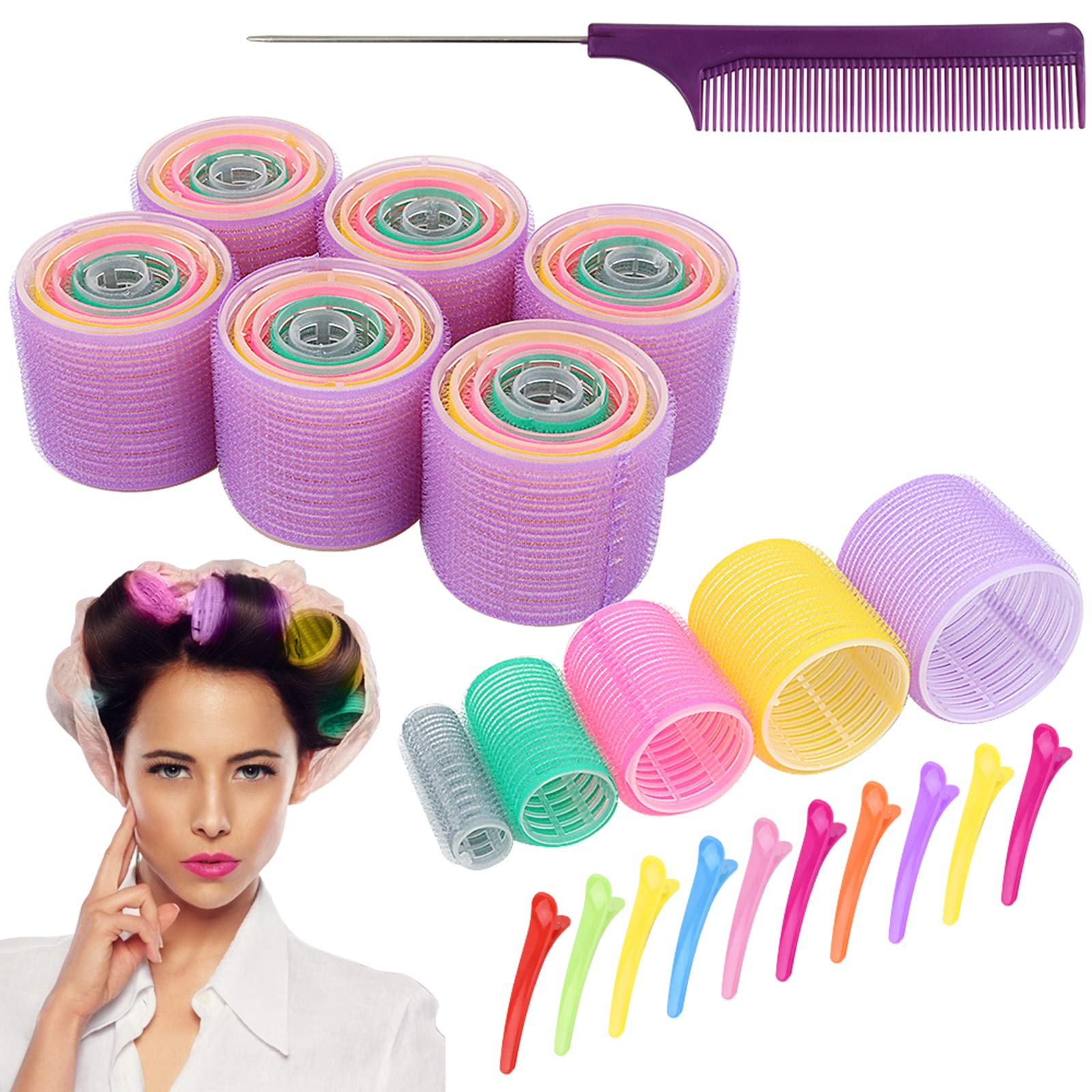 Buy Jumbo Hair Rollers Hair Curlers. 2.5 inch Large Self Grip Hair