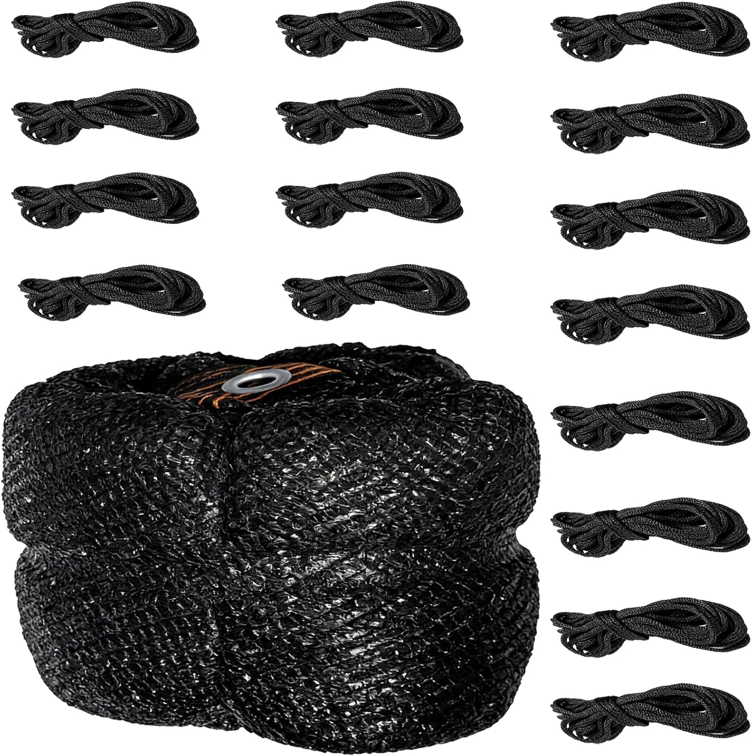 14 ft Round Trampoline Sun Shade Cover, Sun Protection, Mesh Trampoline Netting Shade, Weather-Resistant, Easy to Install, Trampoline Accessories with 16 Ropes, Black