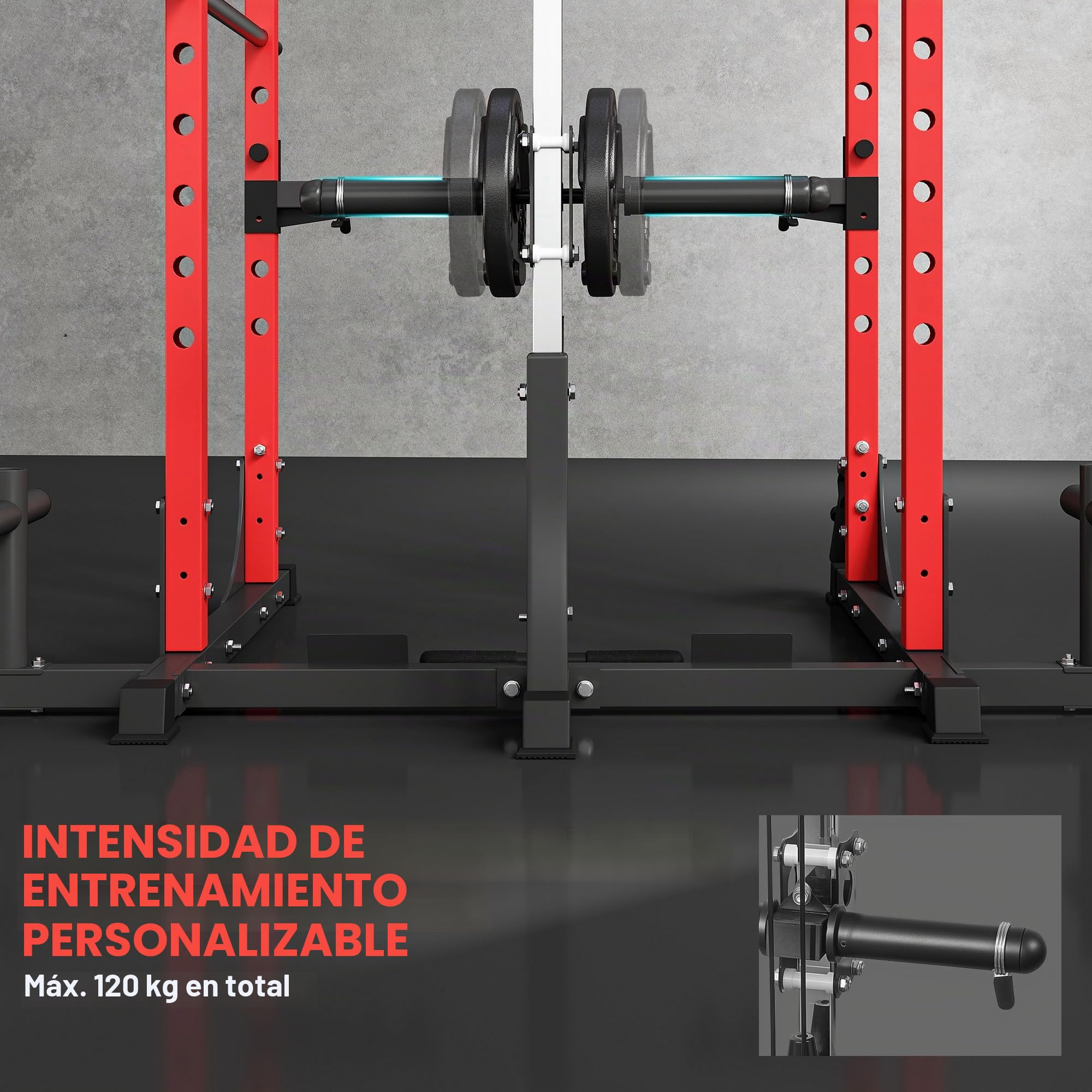 SPORTNOW Power Tower, estación de Fitness con estación de Cables, Soporte para Barras, Mancuernas y Barra de inmersión, Gimnasio Multifuncional de Acero, para Gimnasio en casa, 191x153x205 cm, Rojo y